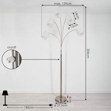 hofstein Stehlampe »Salzano« runde Bodenlampe aus Metall, Nickel-matt, weiße Stoffschirme, ohne Leuchtmittel, Standlampe, 5xE14, Leuchtenköpfe sind verstellbar, mit An-/Ausschalter