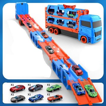 SOTOR Spielzeug-LKW, (64 Zoll Rennbahn und Die-Cast Transport Truck Spielzeug für 2 3 4 5 6 Jahre alte Jungen Kinder - Kleinkind Auto Spielzeug Set Geschenke für Jungen und Mädchen)