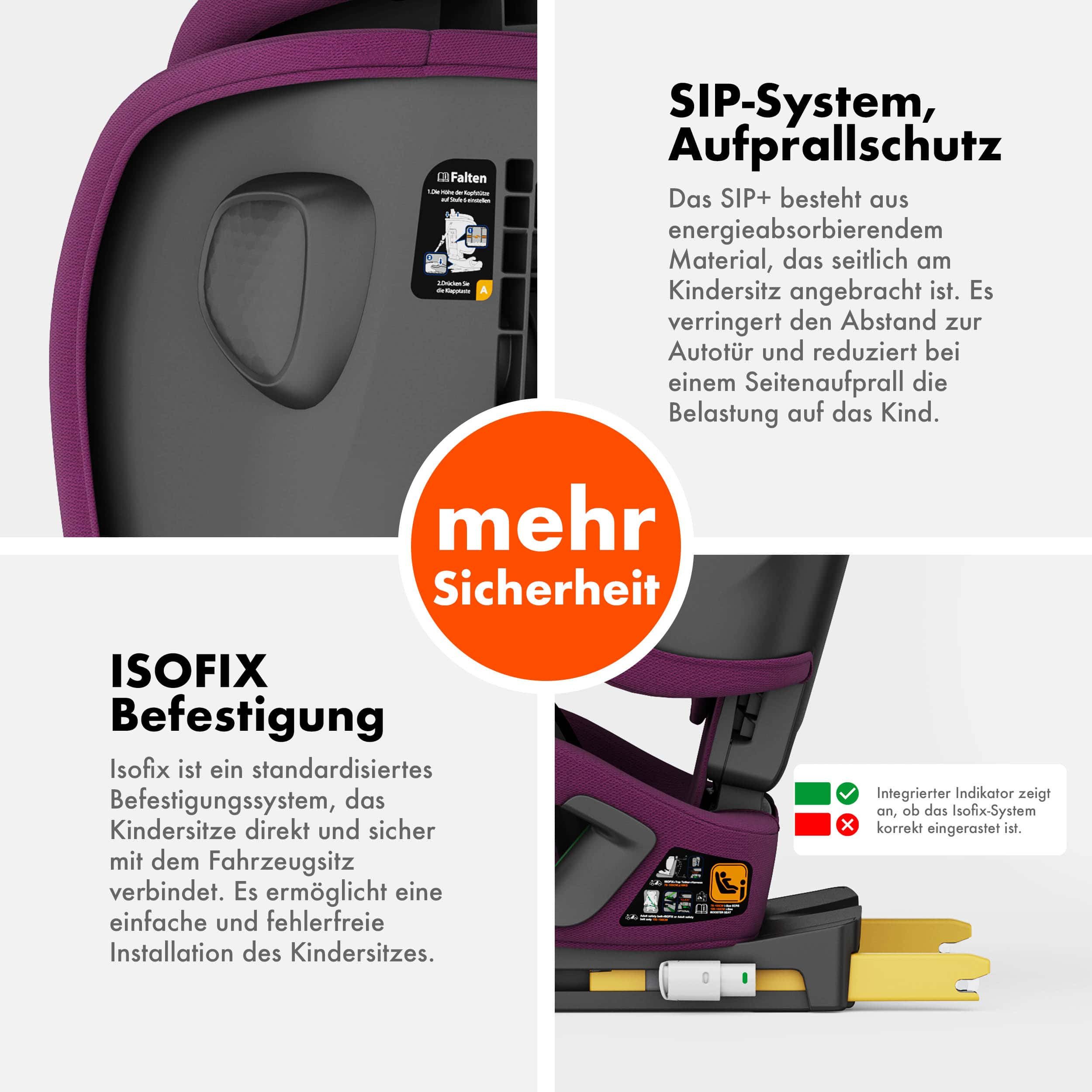 Daliya® Autokindersitz JOYMAX i-Size Auto-Kindersitz, ISOFIX, für Kinder 76-150 cm, 9-36 kg, ab: 1,5 Jahren, bis: 10 Jahre, ab: 76 cm, bis: 150 cm, (3-tlg), ISOFIX, Top Tether, faltbar, verstellbare Kopfstütze und Rückenlehne