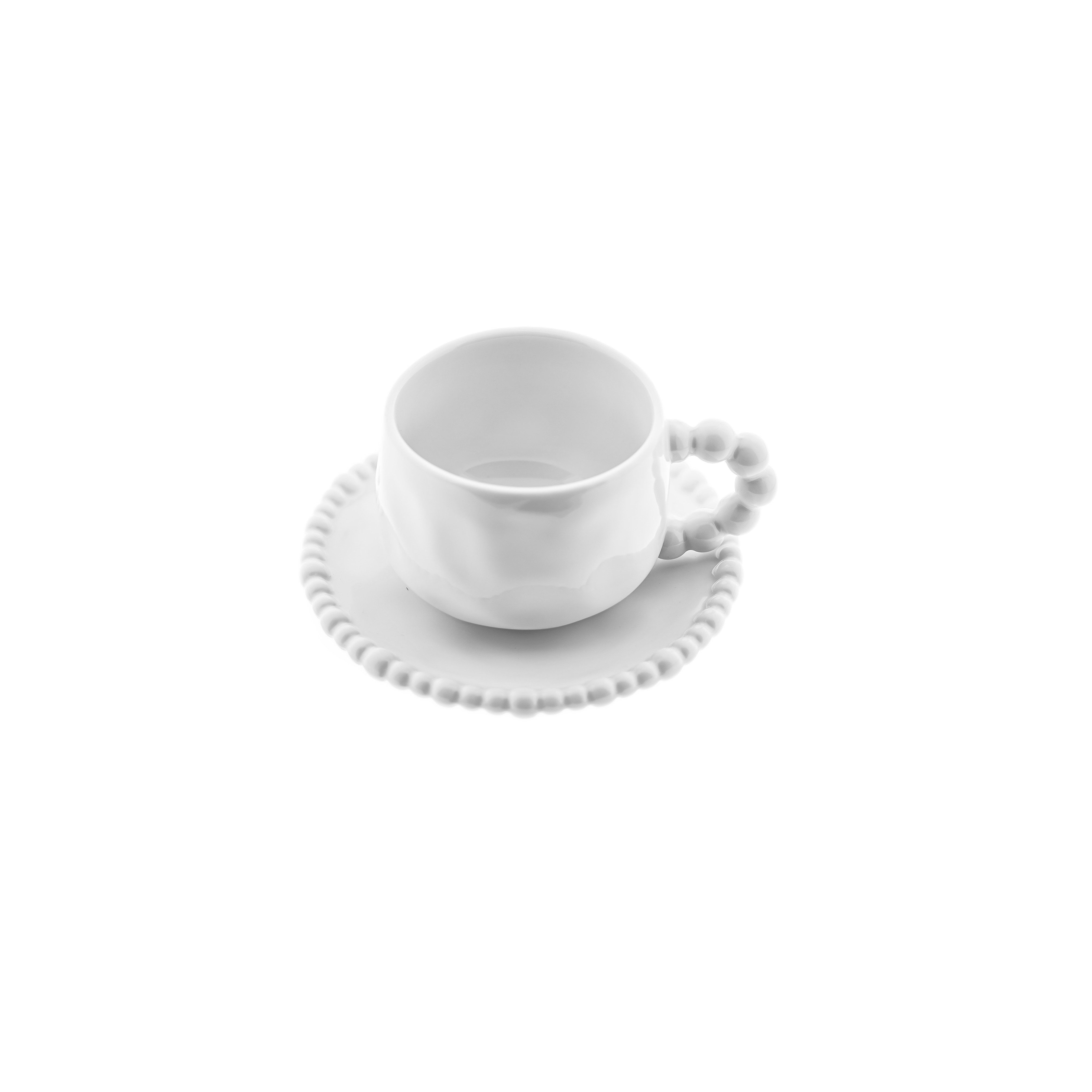 Almina Kaffeeservice Pearly Kaffeetassen-Set mit Untertellern 180 ml aus Porzellan - 12-tlg (12-tlg), 6 Personen, Porzellan