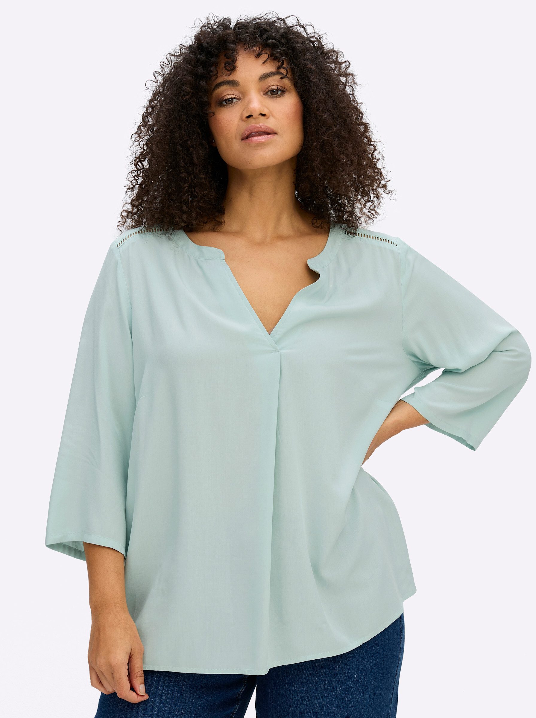 Sheego Klassische Bluse Tunika 3/4-Arm günstig online kaufen