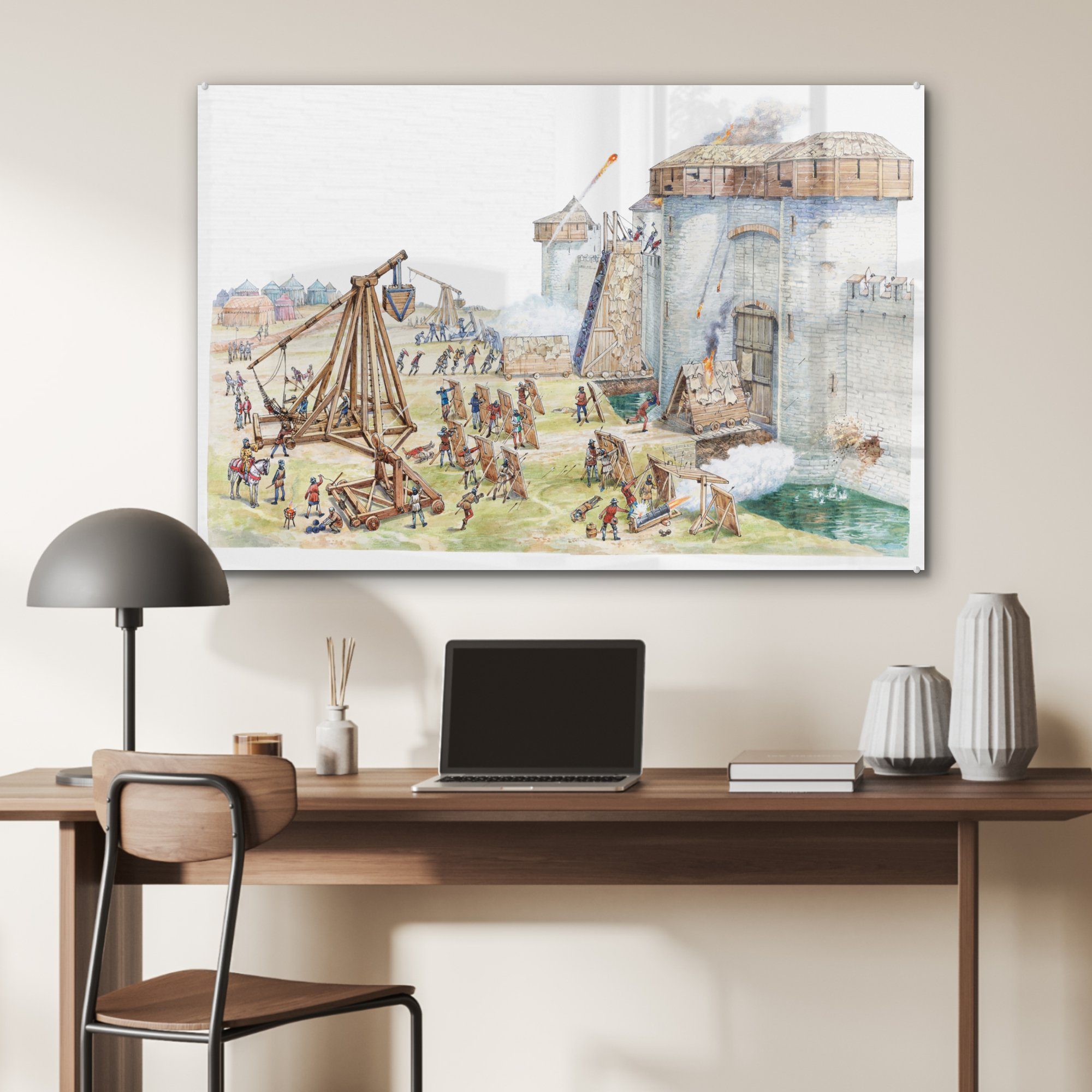 (1 einer Wohnzimmer St), Schlafzimmer Burg, Acrylglasbilder mittelalterlichen & Acrylglasbild Illustration MuchoWow