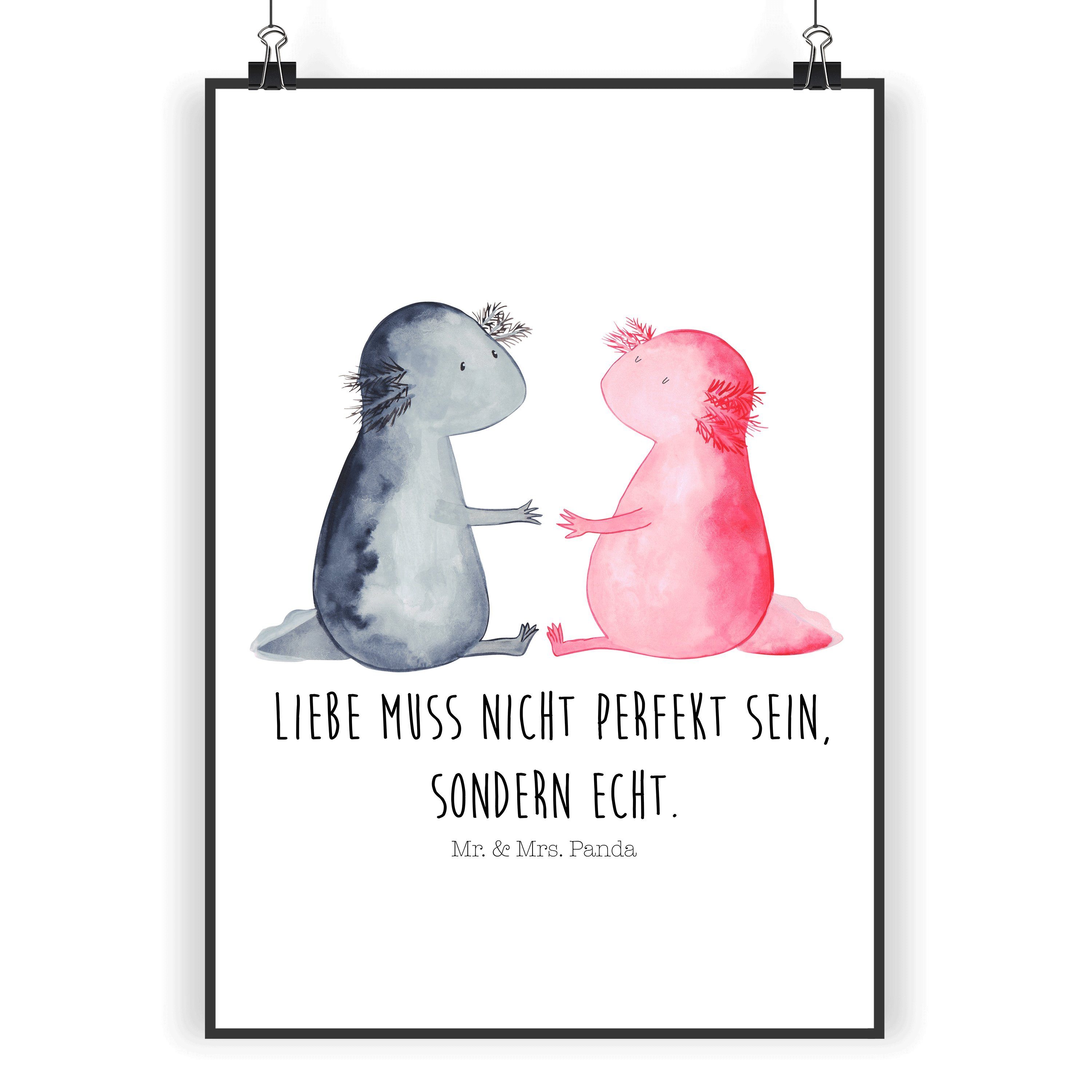 Mr. & Mrs. Panda Poster DIN A4 Axolotl Liebe Weiß Geschenk, Poster