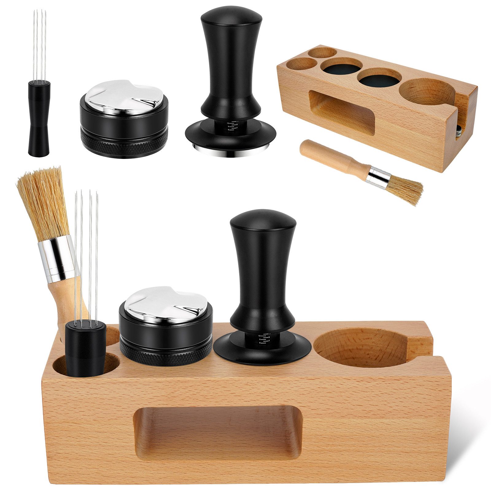 OSTWOLKE Tamperstation 51mm Espresso Tamper Set Kaffee Tamper Distributor Tampermatte