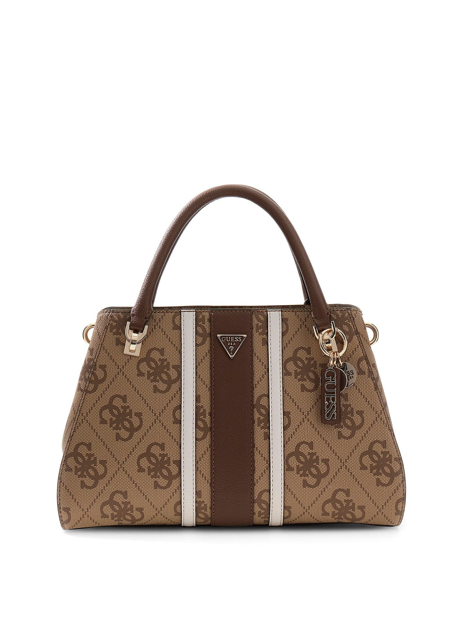 Guess Umhängetasche NOELLE II LUXURY SATCHEL (Set, Abnehmbarer Schlüsselanhänger), Damen Schultertasche, Handtasche mit Logo-Element und Logodrucken – Bild 5 von 5