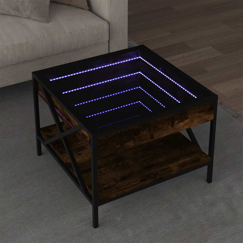 vidaXL Couchtisch Couchtisch mit Infinity-LED Räuchereiche 50x50x38 cm (1-St)