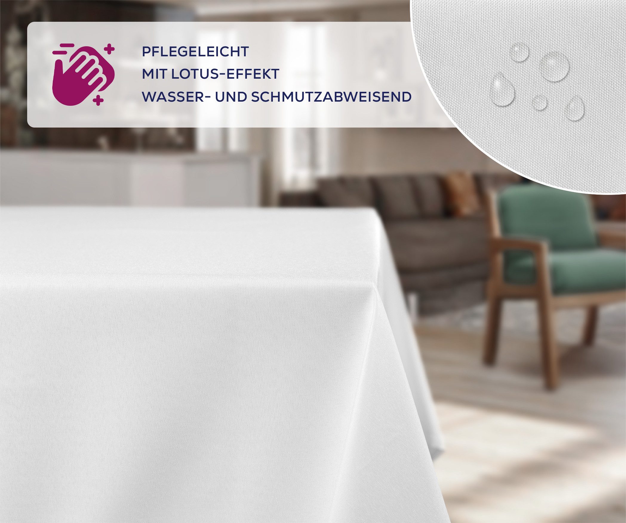 Beautex Tischdecke Fleckenabweisende bügelfreie Tischdecke mit Lotuseffekt, Leinenoptik (1-tlg) – Bild 2 von 5