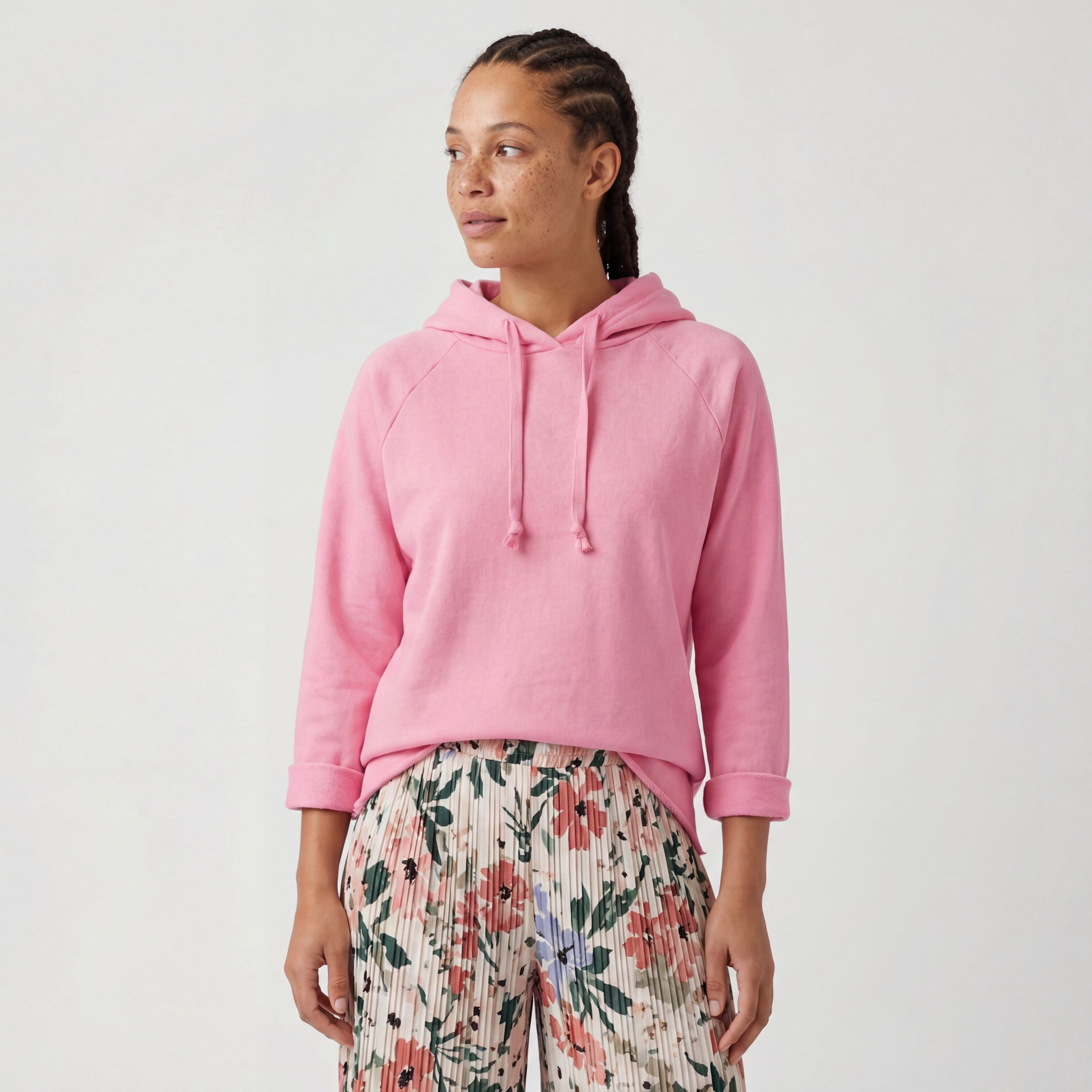 Sweatshirt Damen Langarmshirt mit Kapuze 100% Baumwolle Strand Sweater