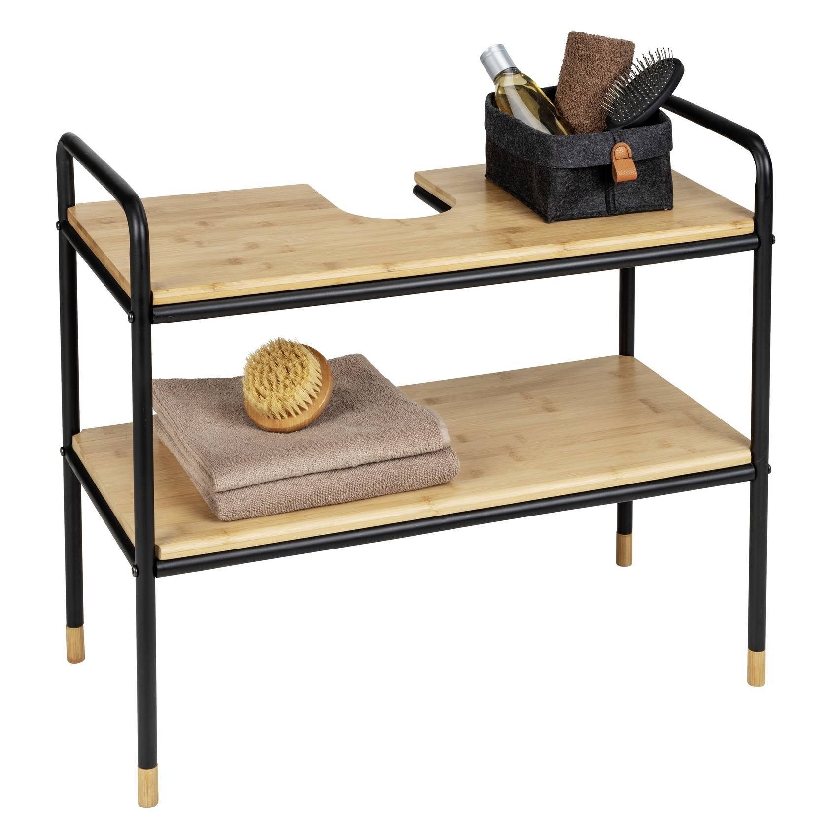 WENKO Waschbeckenschrank Waschbeckenunterschrank LOFT, 70 x 60 x 33,5 cm, Bambusplatte, WENKO