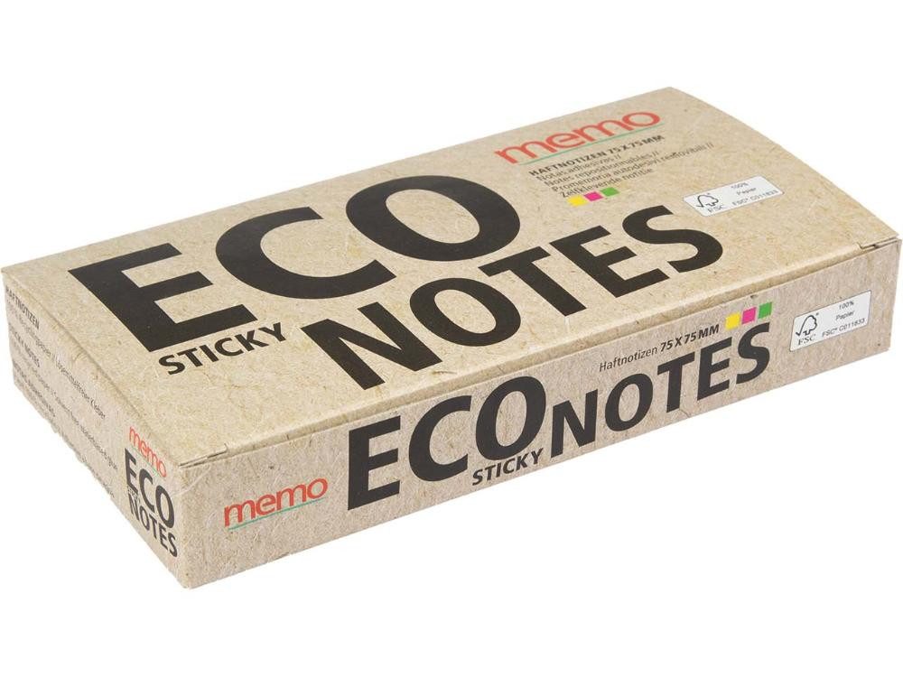 memo Haftnotizblock memo Haftnotizen 75 x 75 mm, 3 x 2 Blöcke im Recyc