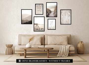 CreativeRobin Bilder-Collage » Pampasgras Strand « Poster-Set als Wohnzimmer Deko, Pampasgras & Strand