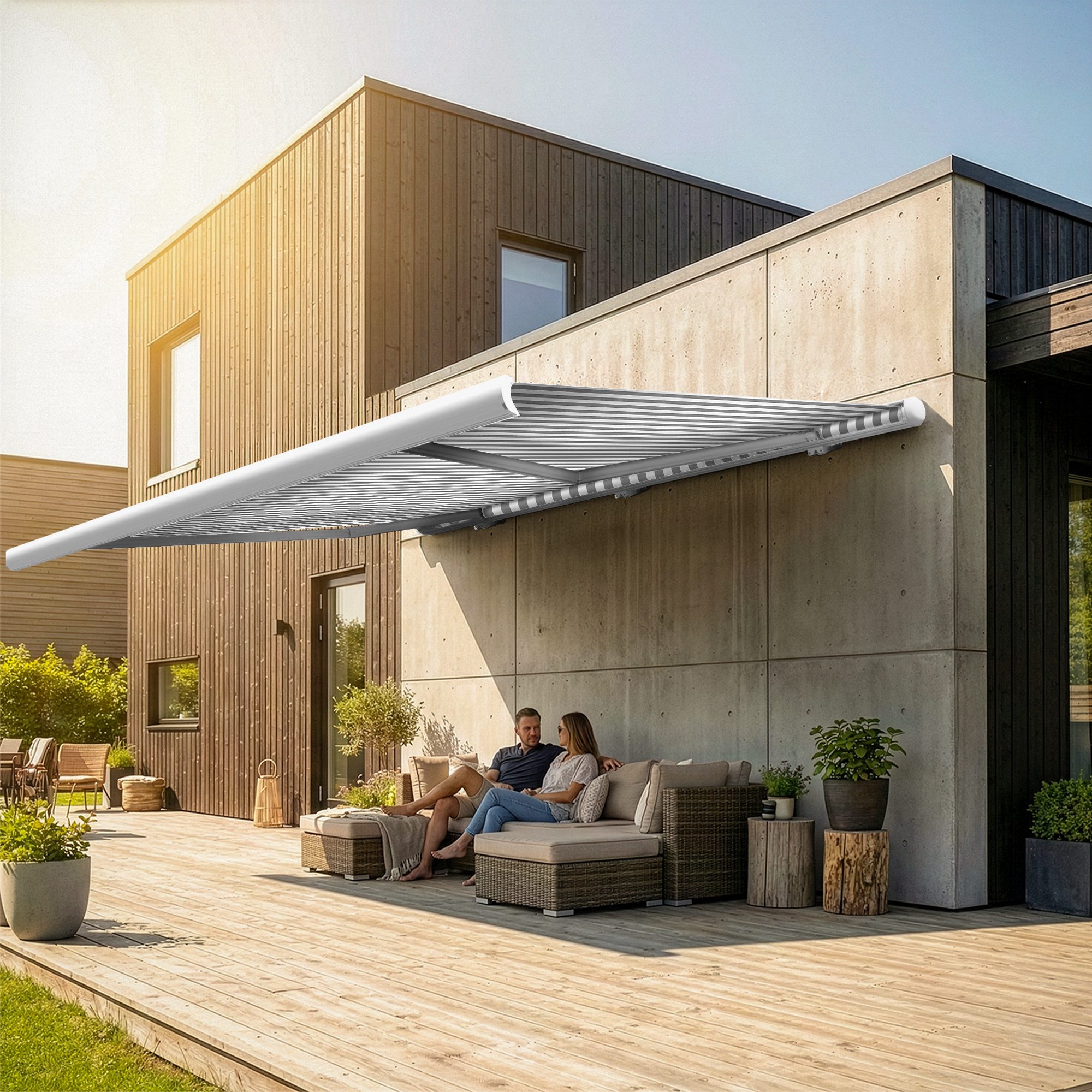 Eclipse Kassettenmarkise elektrische Vollkassettenmarkise 2x1,5m Weiß, freie Tuchwahl