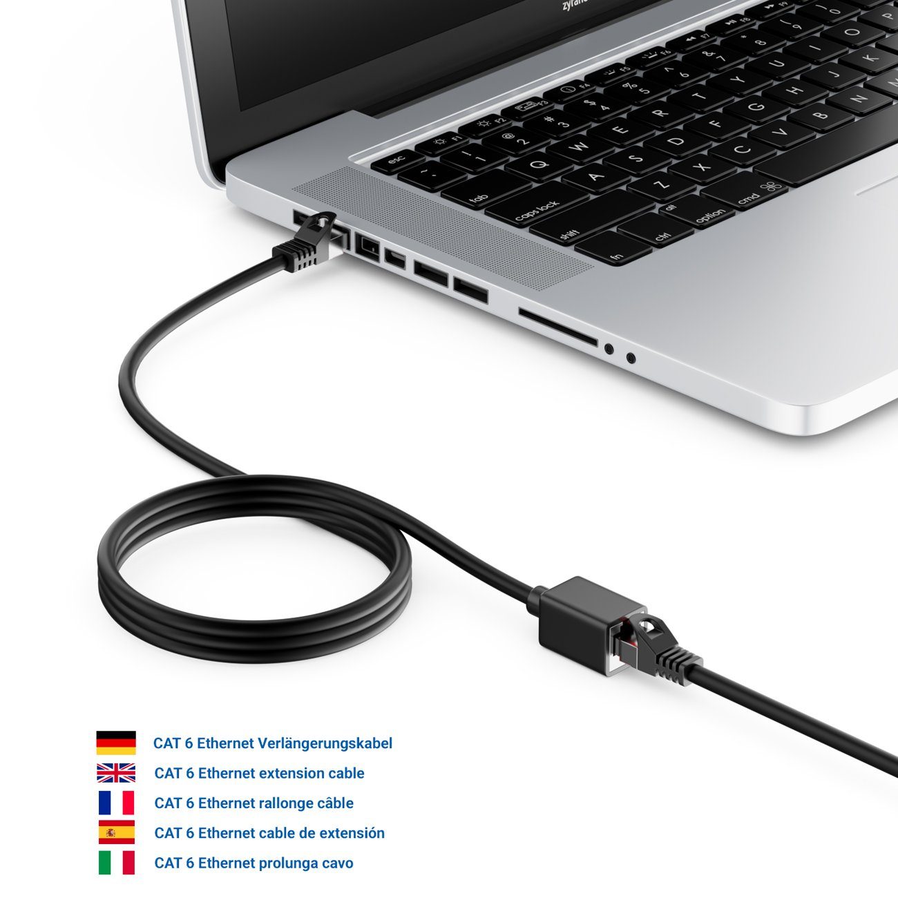 deleyCON deleyCON 5m CAT6 Patchkabel Verlängerung S/FTP Netzwerkkabel LAN DSL LAN-Kabel