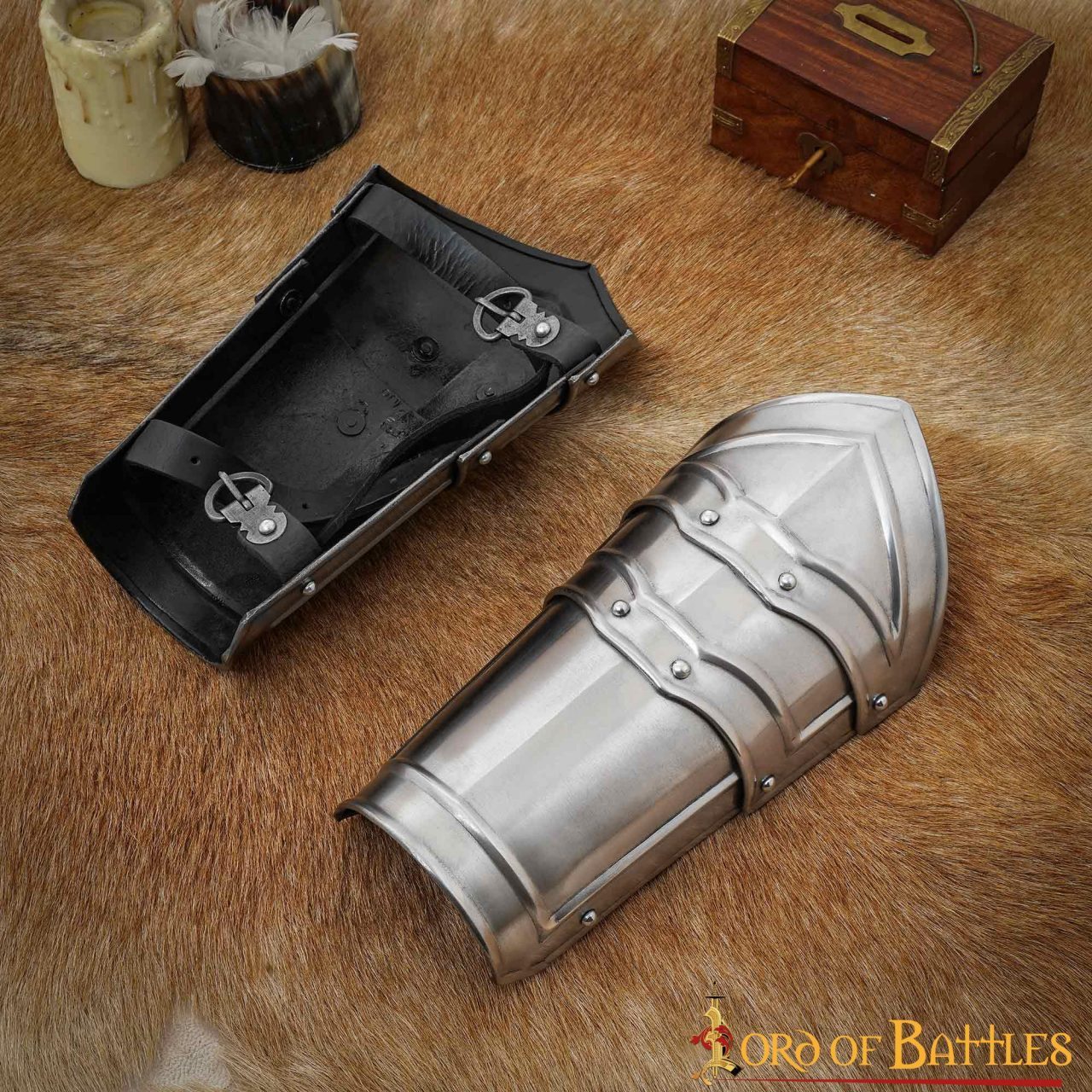 Lord Of Battles Ritter-Kostüm mittelalterliche Fantasy Stahlarmschienen Armpanzer