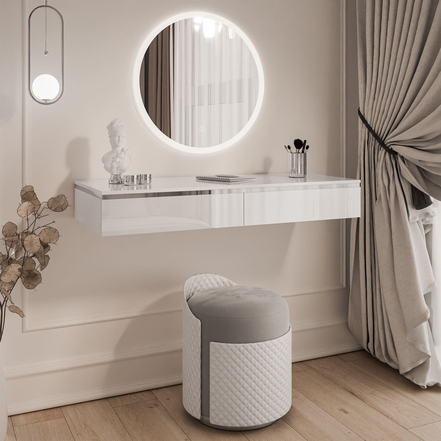 Lookway Schminktisch AURORA SILVER Hängender Kosmetiktisch mit Spiegel (1x günstig online kaufen