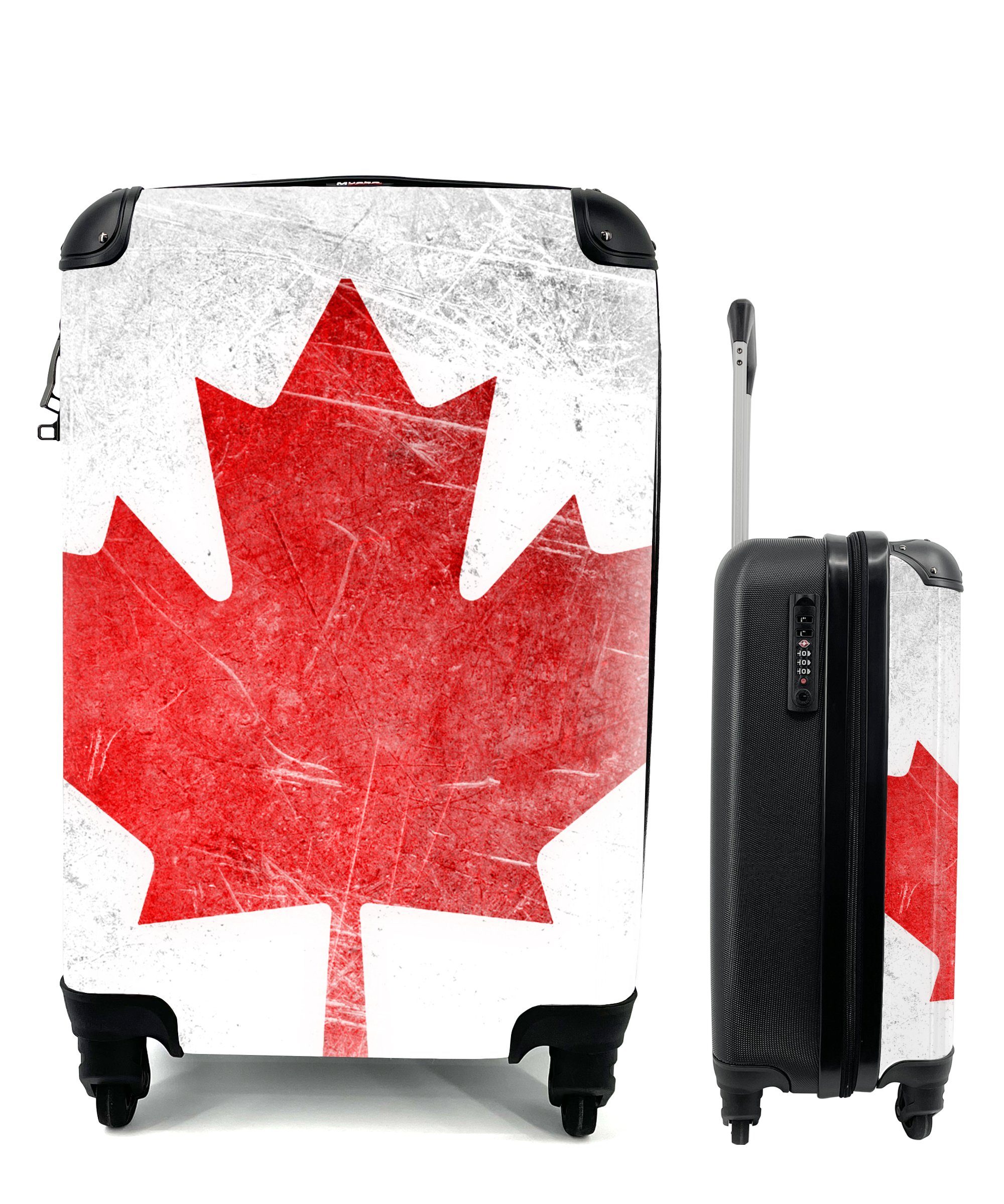 MuchoWow Handgepäckkoffer Flagge von Kanada auf Edelstahl, 4 Rollen, Reisetasche mit rollen, Handgepäck für Ferien, Trolley, Reisekoffer