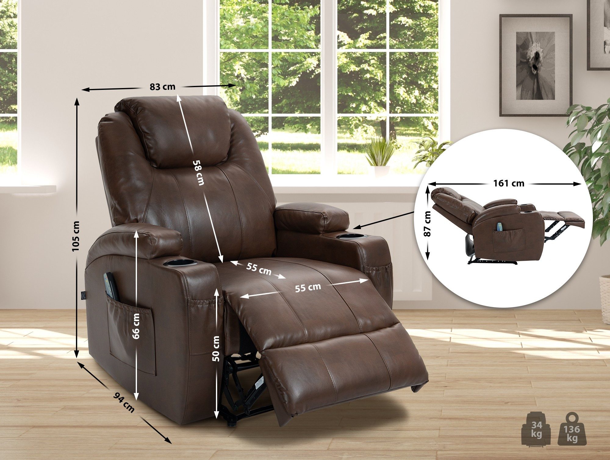 CLP Ohrensessel Galena, mit Massage-Funktion, Sessel mit Fußablage günstig online kaufen