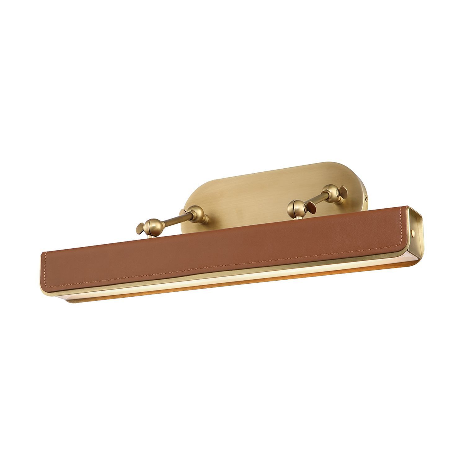 Licht-Erlebnisse Bilderleuchte KELLAN, LED, Warmweiß, LED Metall Kunstleder 50.2 cm breit in Messing Antik Cognac 2700 K