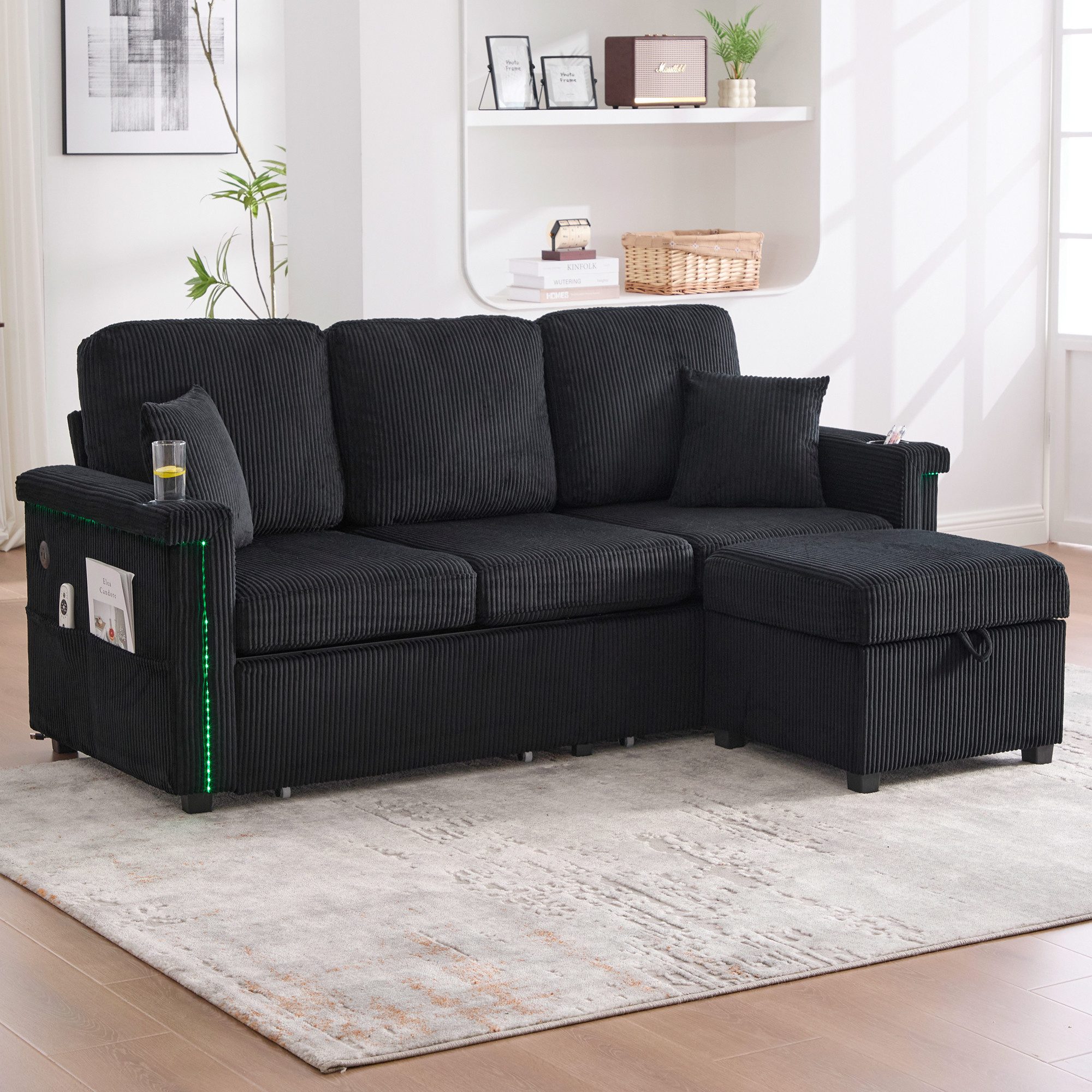 Odikalo 3-Sitzer Speichersofa Schlafsofa mit USB günstig online kaufen