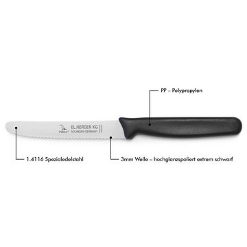 Landshop24 Brötchenmesser Brotmesser Tomatenmesser Tafelmesser 4er Set schwarz, Edelstahl (Spezialstahl 1.4116) konisch geschliffen