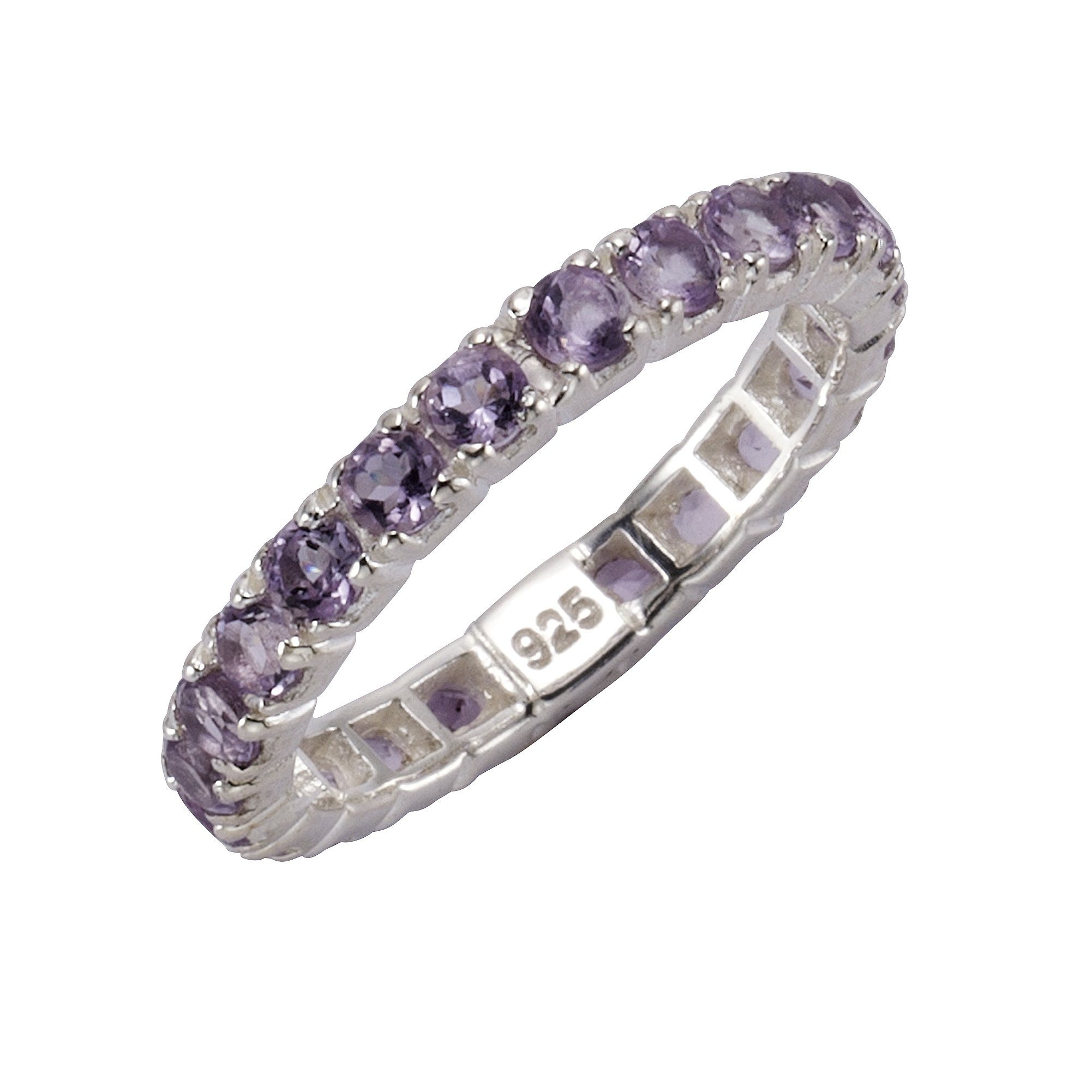 rhodiniert Silber Amethyst 925/- Zeeme Fingerring Sterling