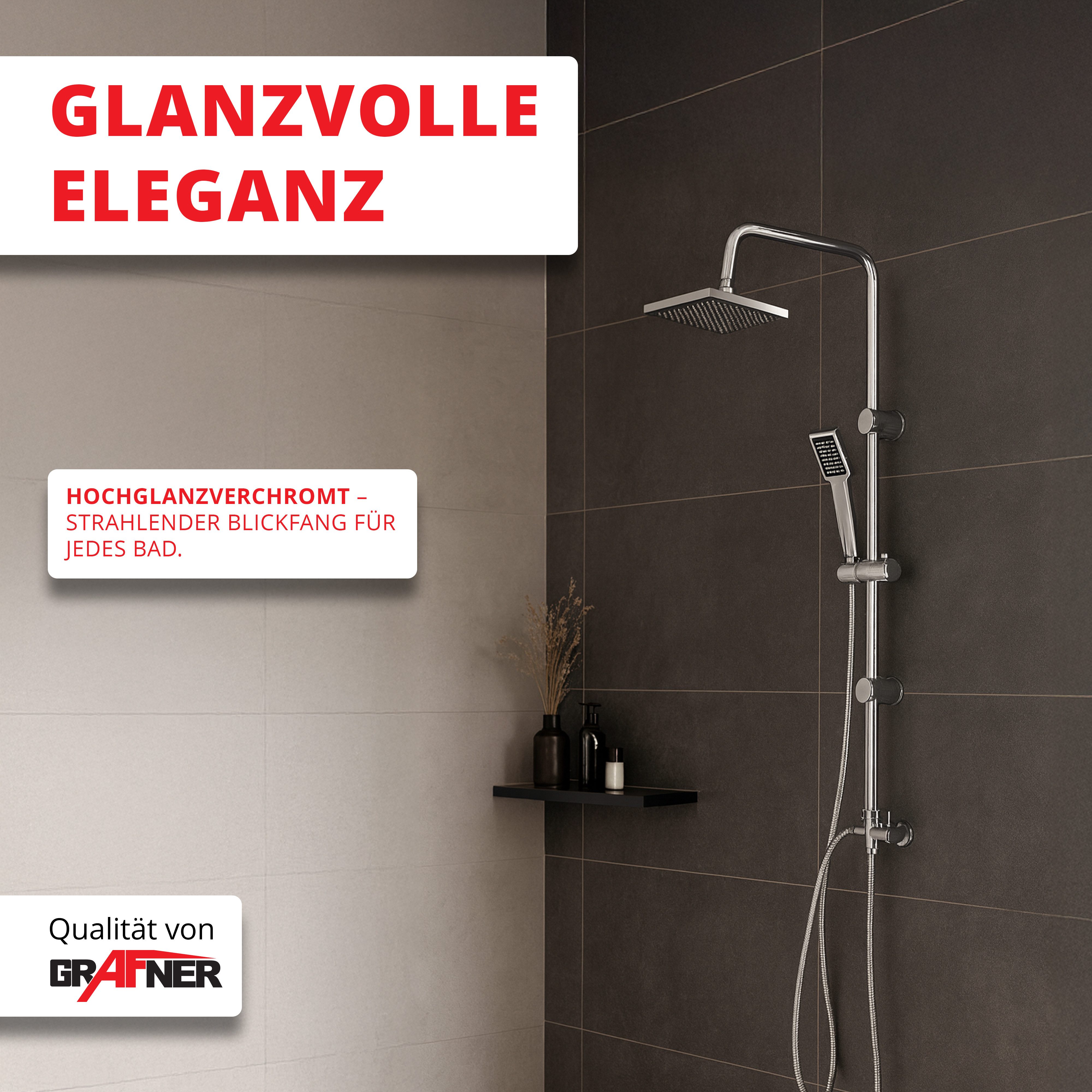Grafner Duschsystem Duschgarnitur mit Regenschauerduschkopf Handbrause günstig online kaufen