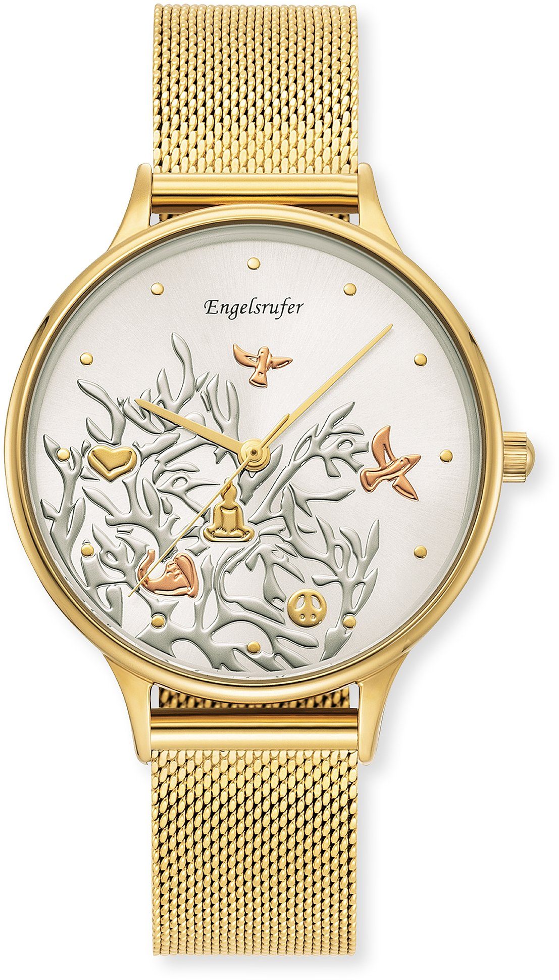 Engelsrufer Quarzuhr Lebensbaum ERWA-TREE01-MG-MG, Armbanduhr, Damenuhr, Edelstahlarmband, analog