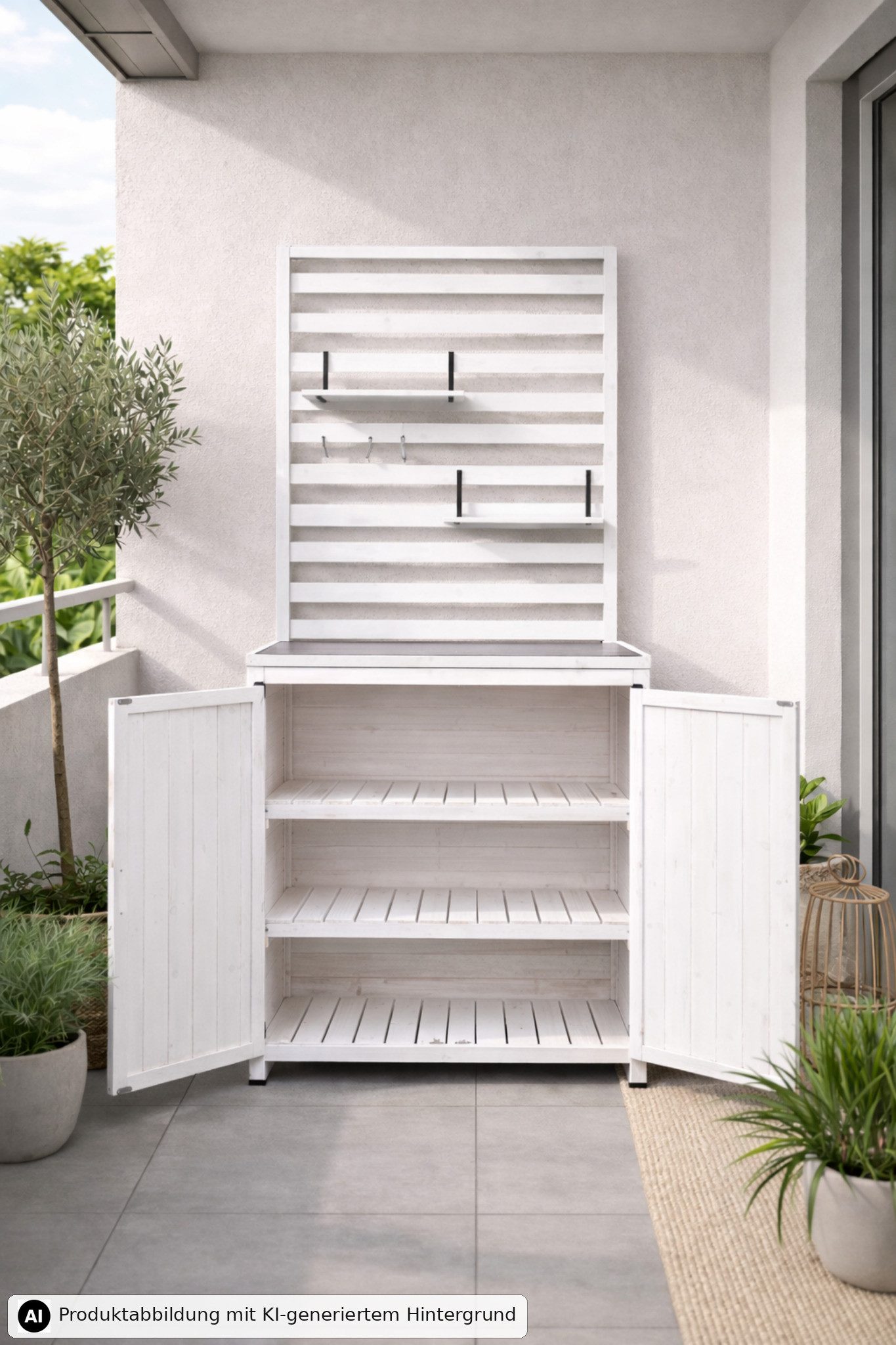 Leco Garten-Geräteschrank Balkonregal Mehrzweckschrank Aufbewahrungsschrank Gartenregal THEA, BxT: 94x42 cm, Tannenholz
