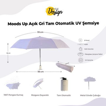 BIGGDESIGN Langregenschirm Biggdesign Moods Up Hellgrauer Vollautomatik-UV-Schirm