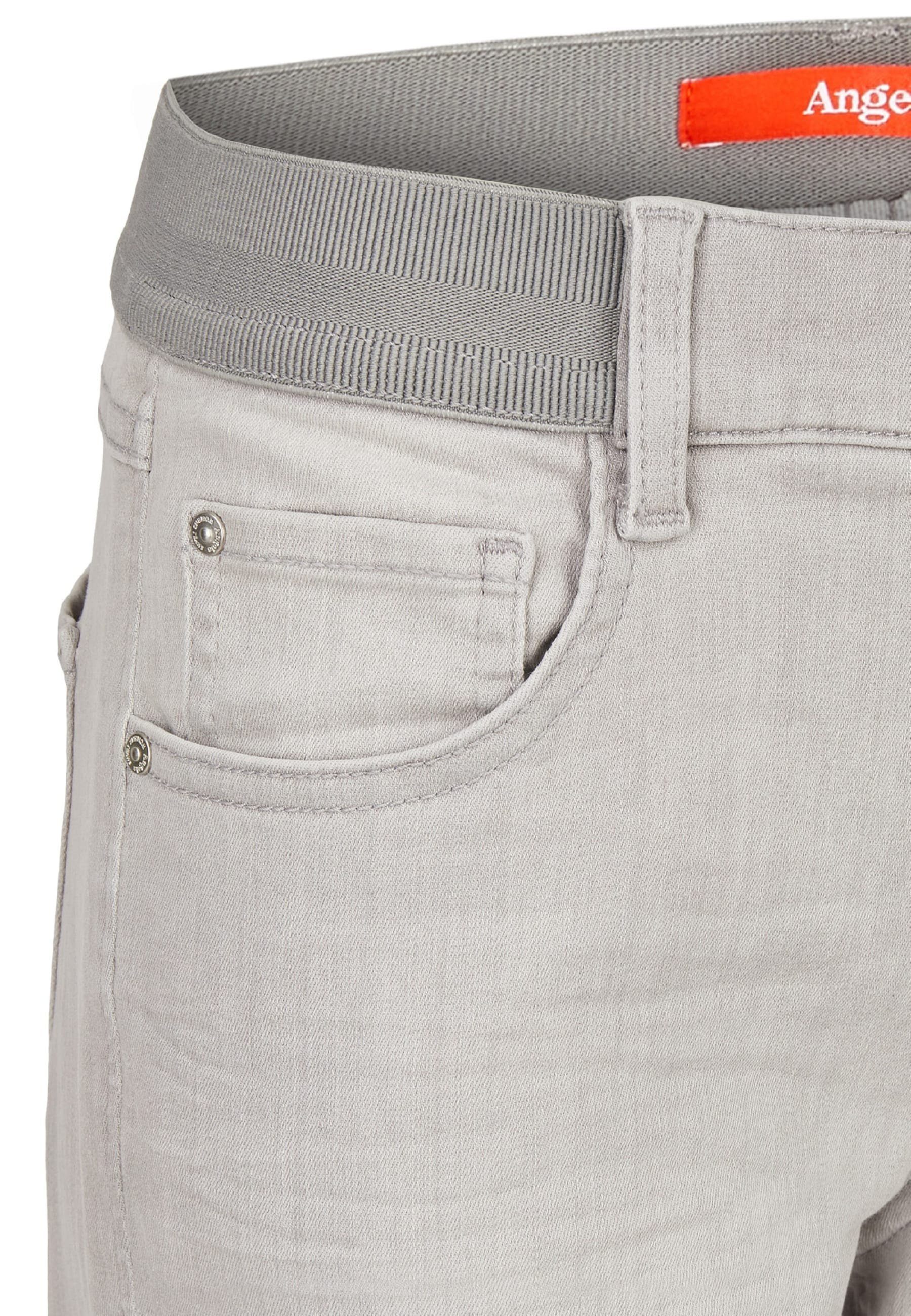 Capri Design mit Dehnbund-Jeans Onesize Kurze Jeans ANGELS klassischem hellgrau