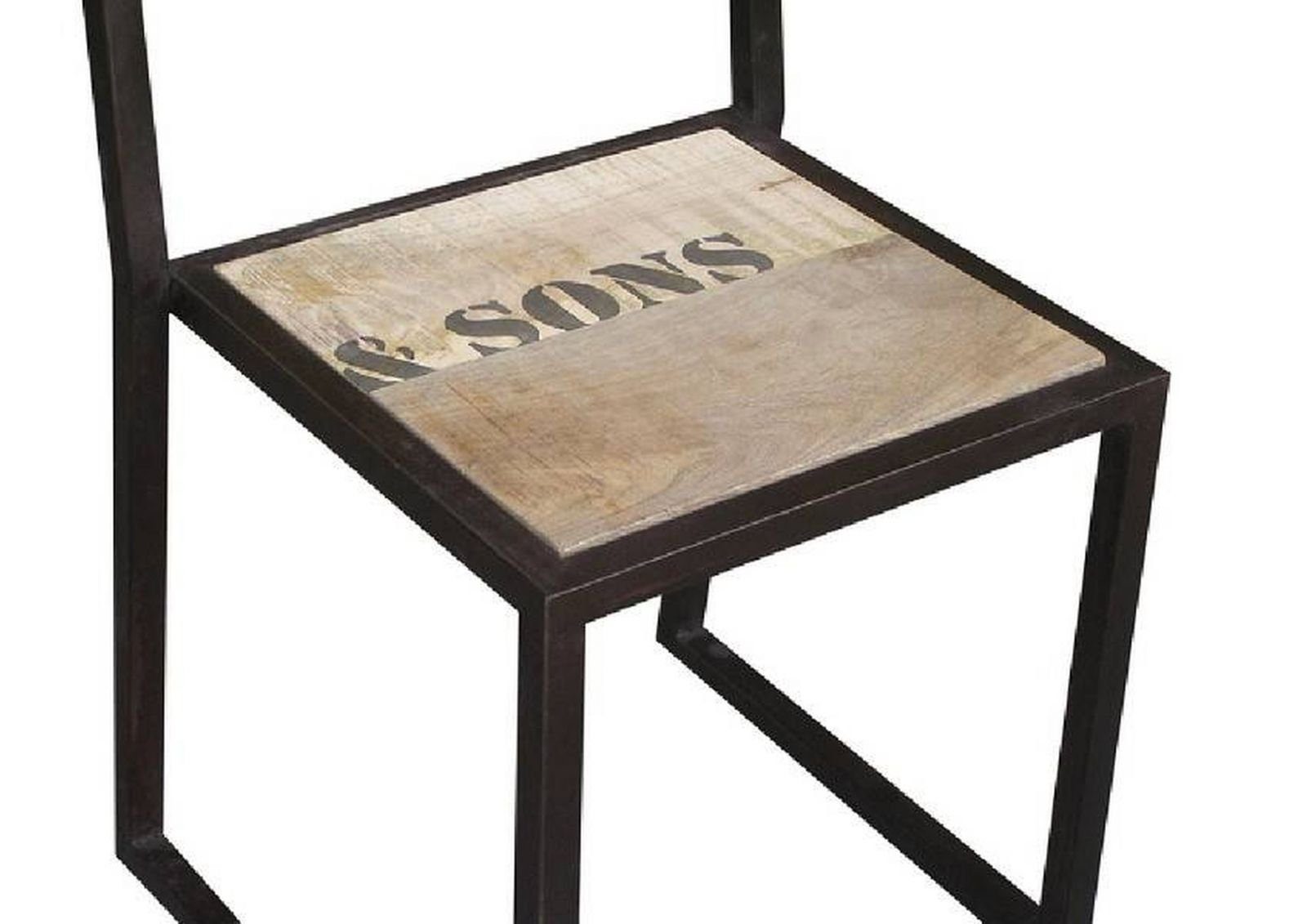 Massivmoebel24 Holzstuhl FACTORY (natur Massivholz Eisen), 45 x 92 x 46 cm FACTORY #109