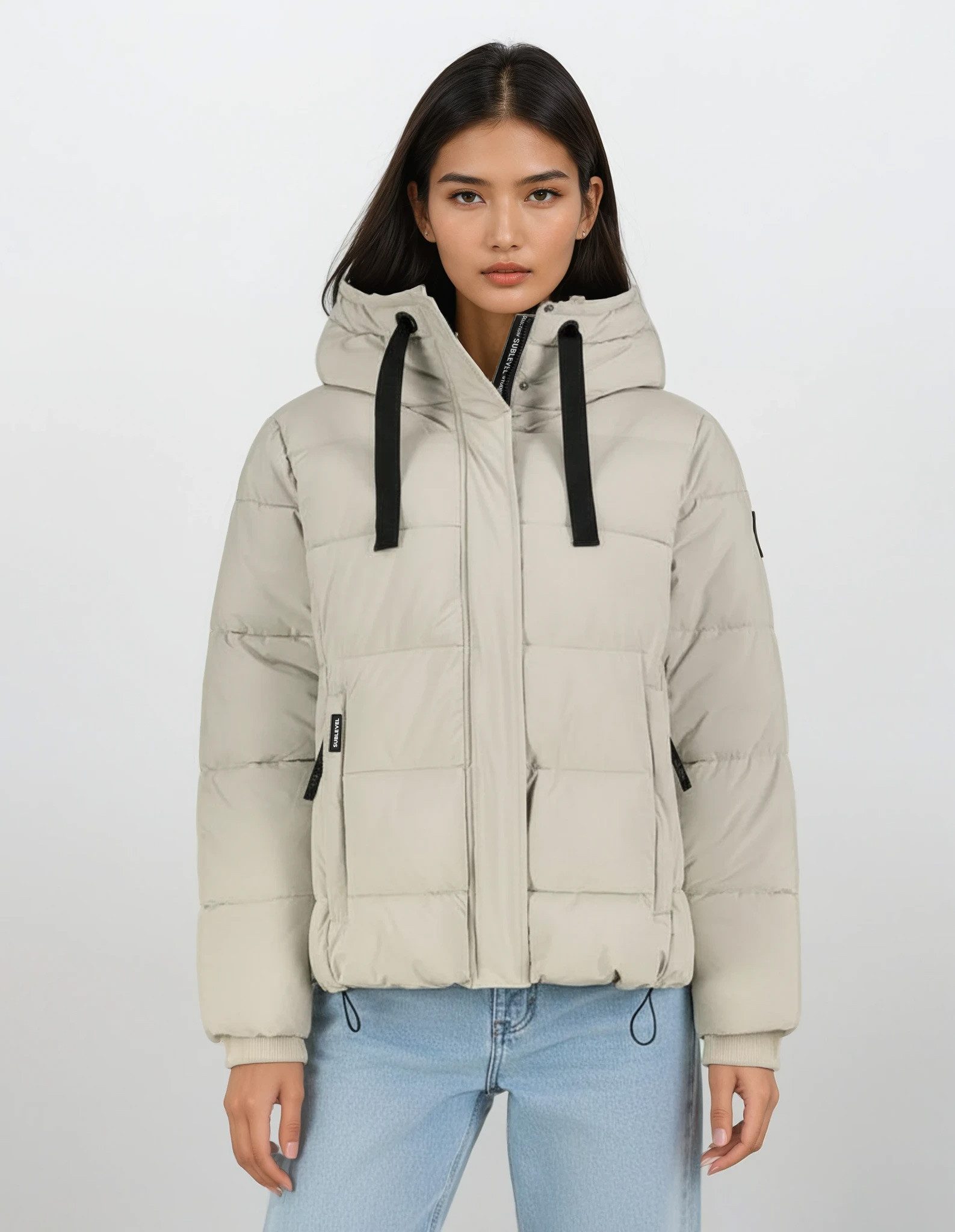 SUBLEVEL Steppjacke Damen mit Kapuze gefütterte Winter Jacke