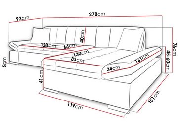 MIRJAN24 Ecksofa Montana Sale, mit Regulierbare Armlehnen Design Eckcouch, L-Form