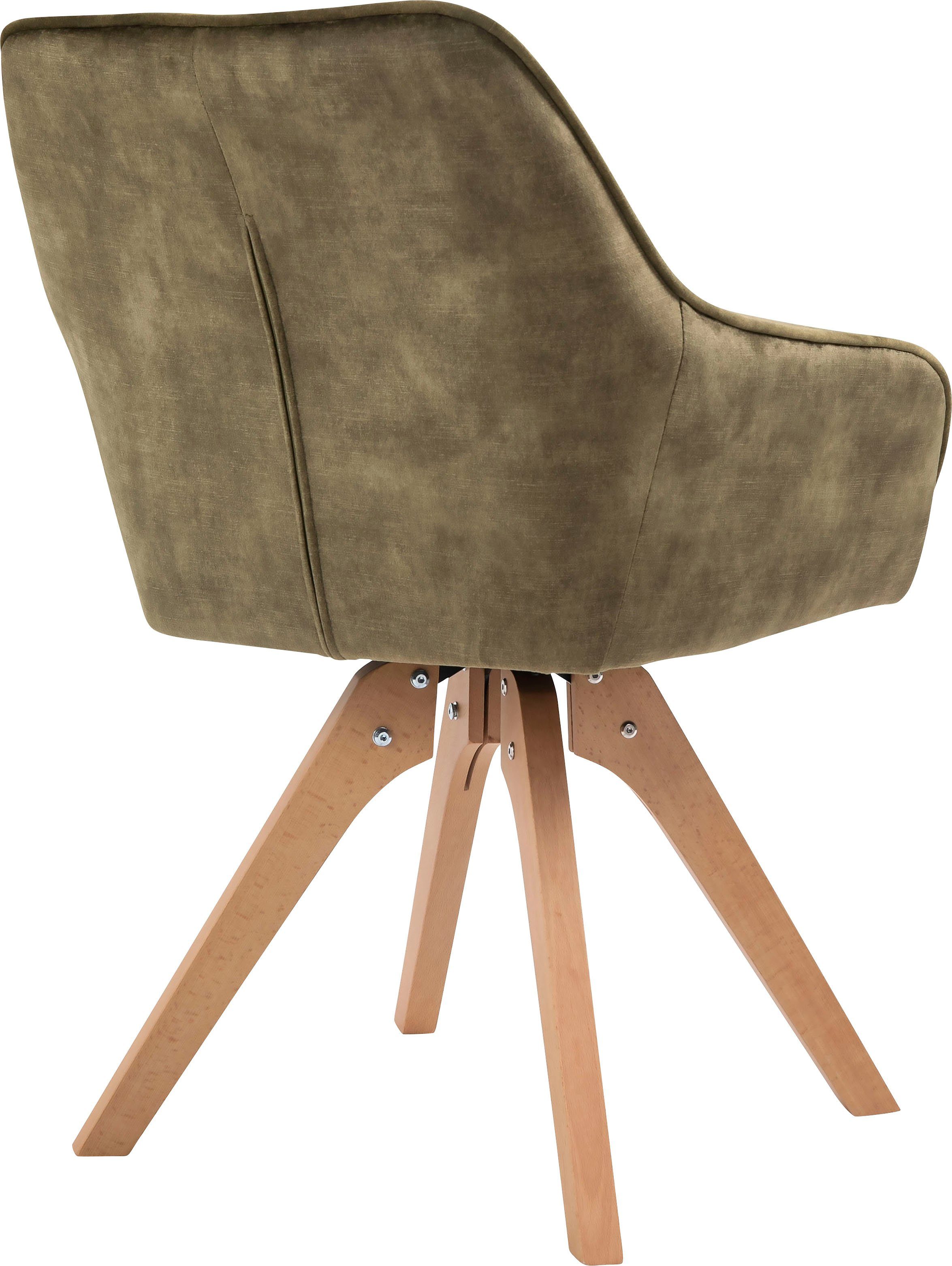 SalesFever Essgruppe, Stühle Tischbreite 180° cm, grün Samtverlours mit (5-tlg), drehbar, 160