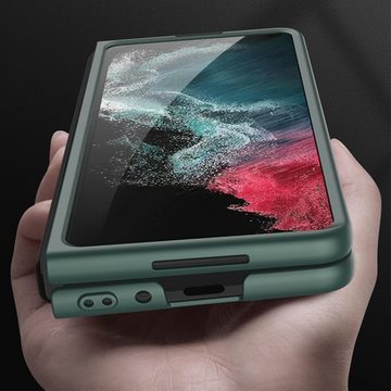 Wigento Handyhülle Für Samsung Galaxy Z Fold4 5G Galvanik Linsenrahmen Kunststoff Handy Tasche Hülle Etuis Grün