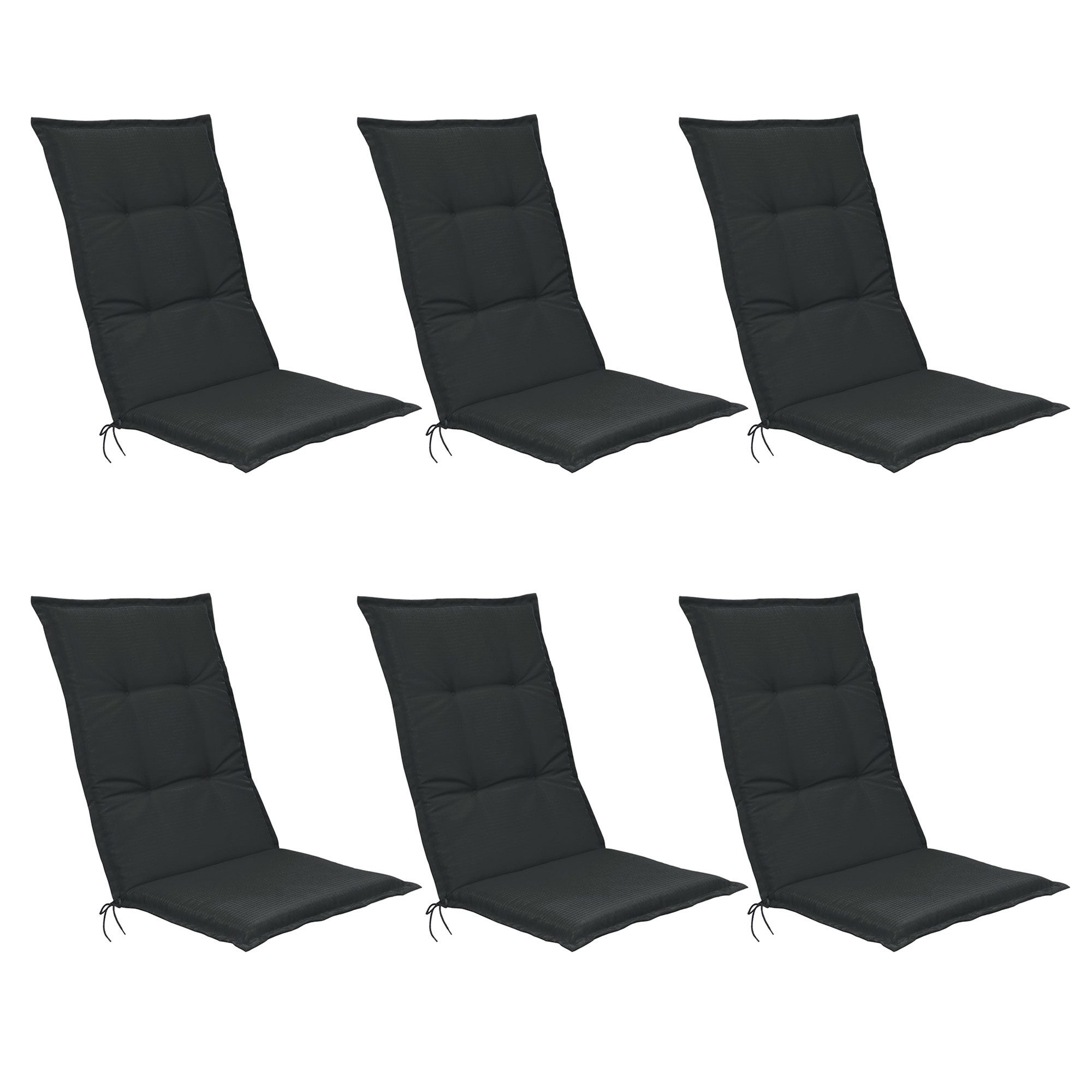 Beautissu Hochlehnerauflage 6er Set Hochlehner Set Base HL Sitzkissen, 120x50x6cm Graphitgrau, Hochlehner Rückenkissen Stuhlkissen für Gartenstühle Sitzpolster