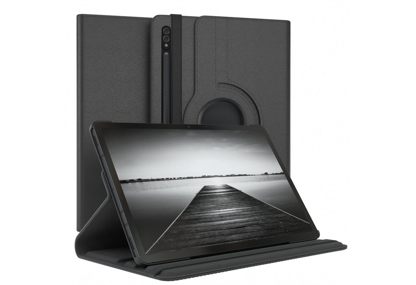 EAZY CASE Tablet-Hülle Rotation Case für Samsung Galaxy Tab S8 / Tab S7 11 Zoll, Hülle 360° drehbar mit Standfunktion Etui Anti-Kratz Tasche Schwarz