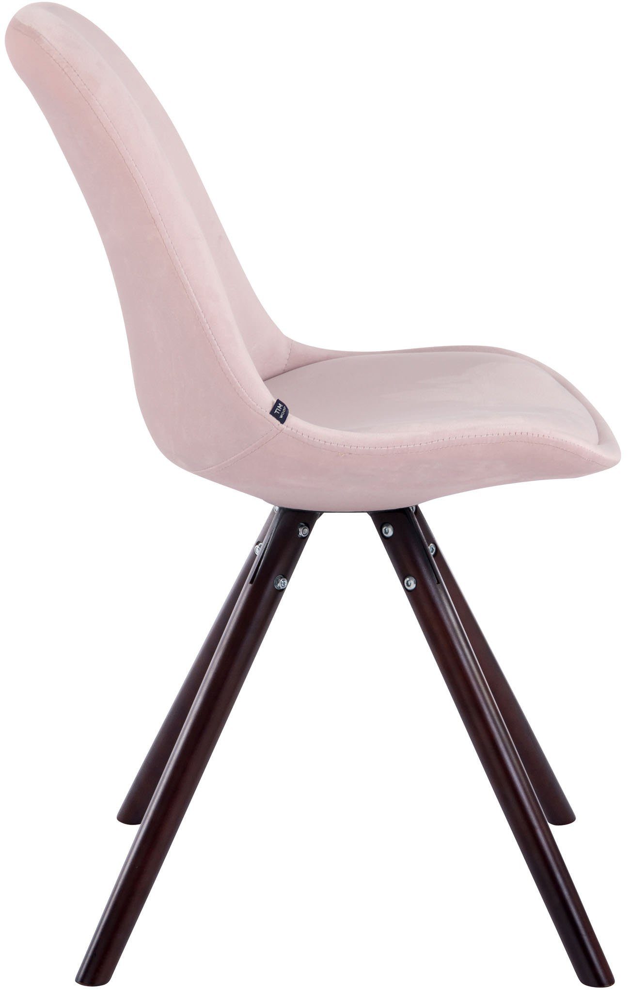 TPFLiving Besucherstuhl Gestell: Konferenzstuhl Sitzfläche: Cappuccino hochwertig mit pink Wohnzimmerstuhl), - Esszimmerstuhl Toulon gepolsterter (Küchenstuhl - Samt - Sitzfläche - rund Buchenholz