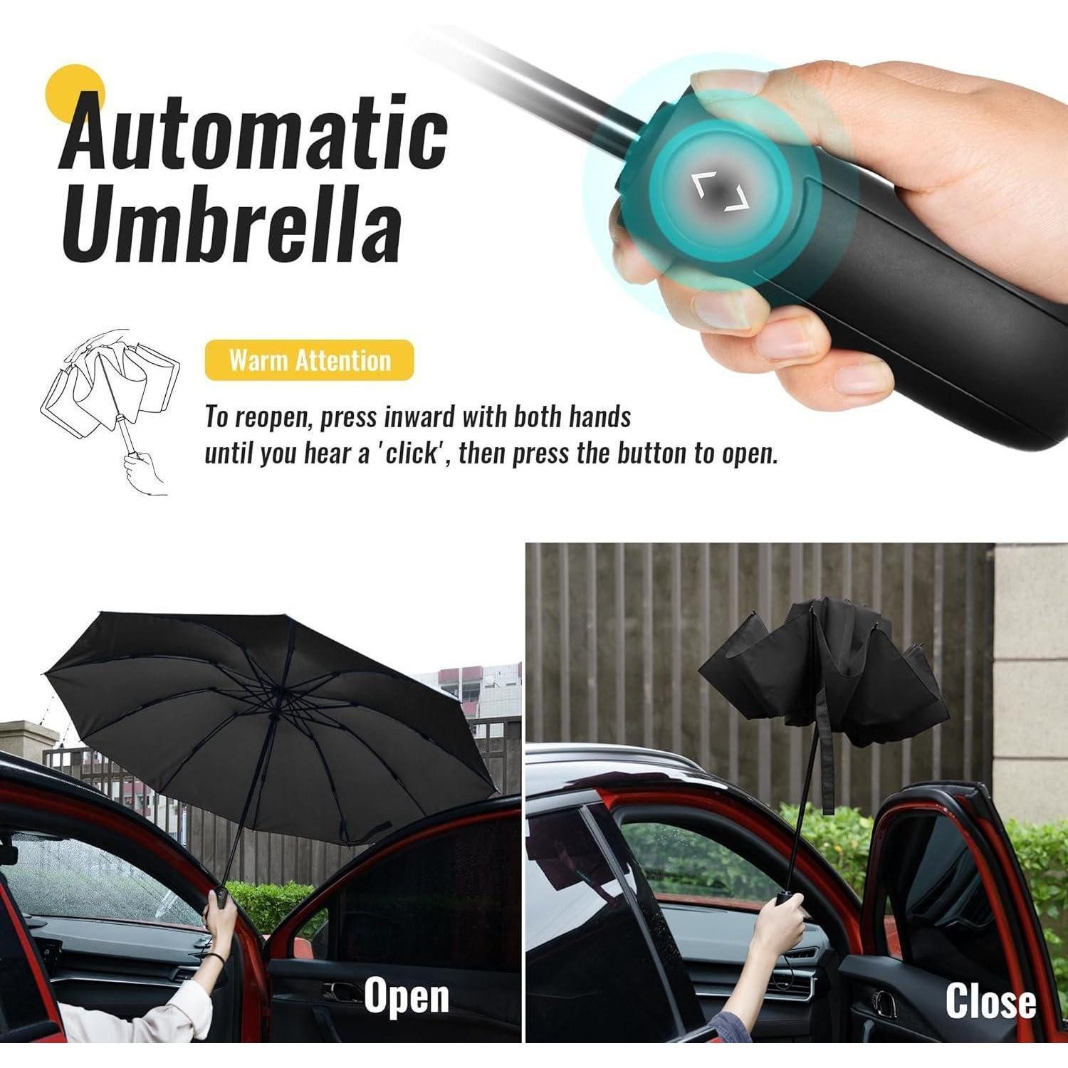 LuxusKollektion Taschenregenschirm Regenschirm Faltbar Automatik Sturmfest Herren 117cm grün