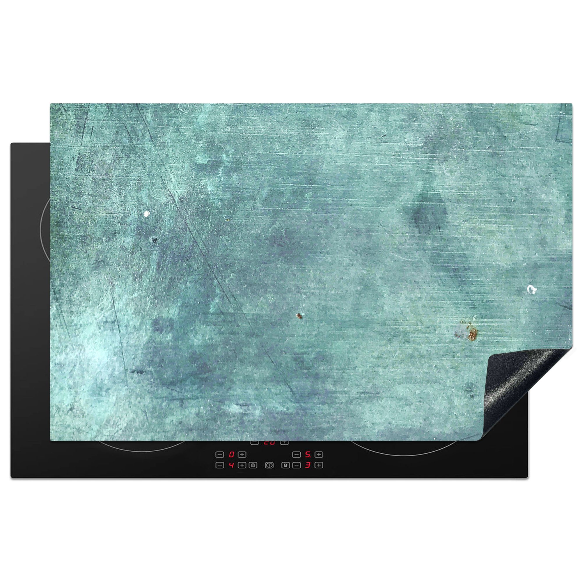 MuchoWow Herdblende-/Abdeckplatte Blau - Metall - Rost, Vinyl, (1 tlg), 81x52 cm, Induktionskochfeld Schutz für die küche, Ceranfeldabdeckung