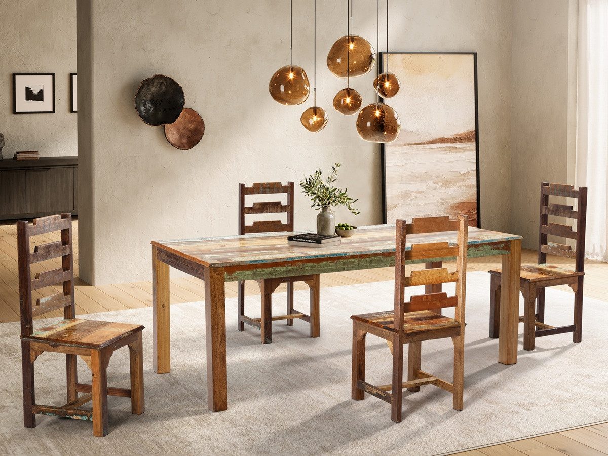 Main Möbel Esstisch Esstisch 180x90cm 'Hawkins' recyceltes Altholz mehrfarbig lackiert