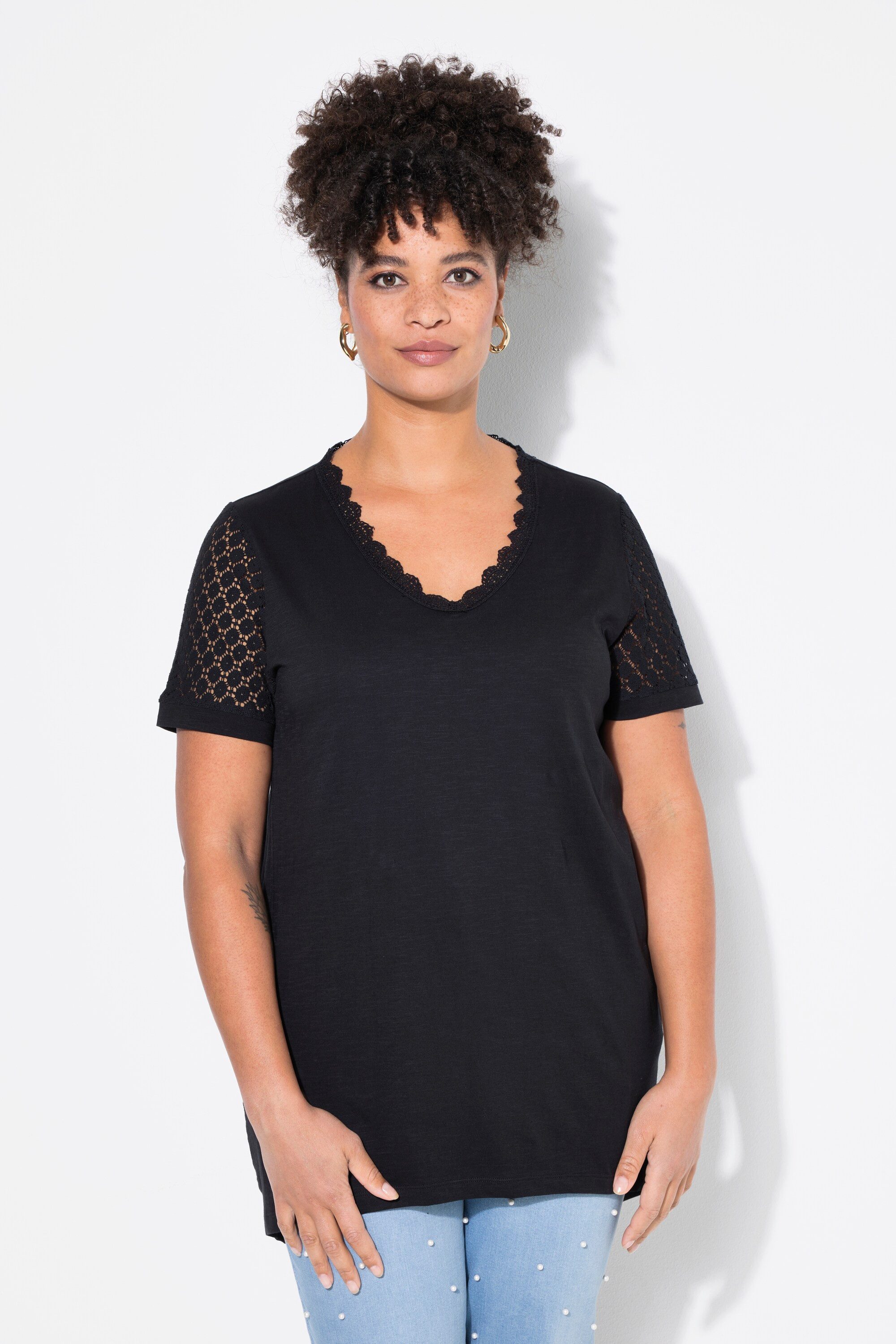 MIAMODA T-Shirt T-Shirt A-Linie Häkelspitze Details günstig online kaufen