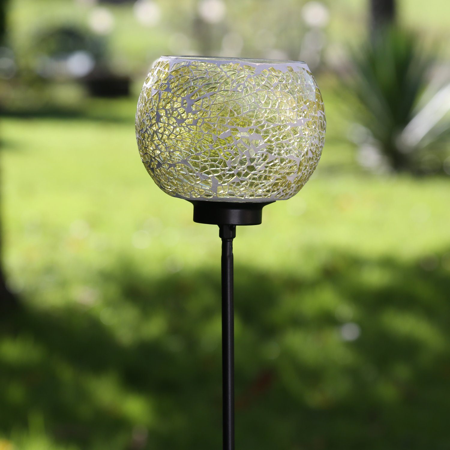 MARELIDA Windlicht Windlicht Teelichthalter Mosaik mit Erdspieß  Gartenstecker Gartenstab gelb (1 St)