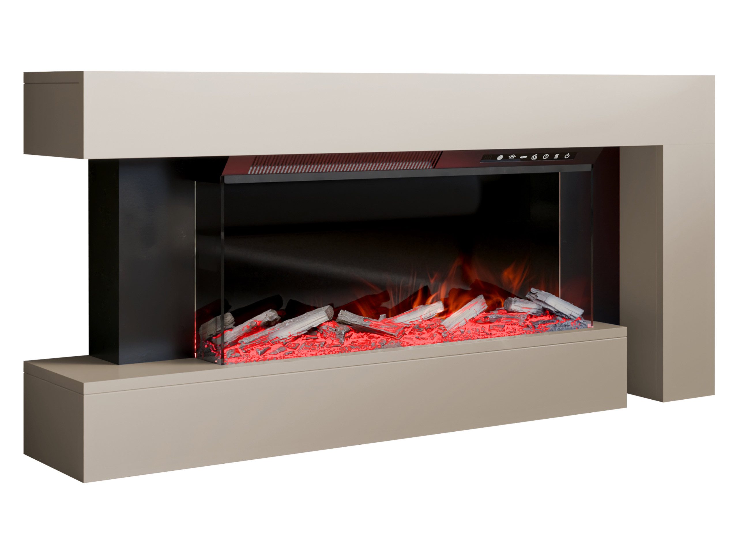 MIRJAN24 Kommode Haga (mit Kamin), Realistische LED-Flamme, Harzholz-Effekt