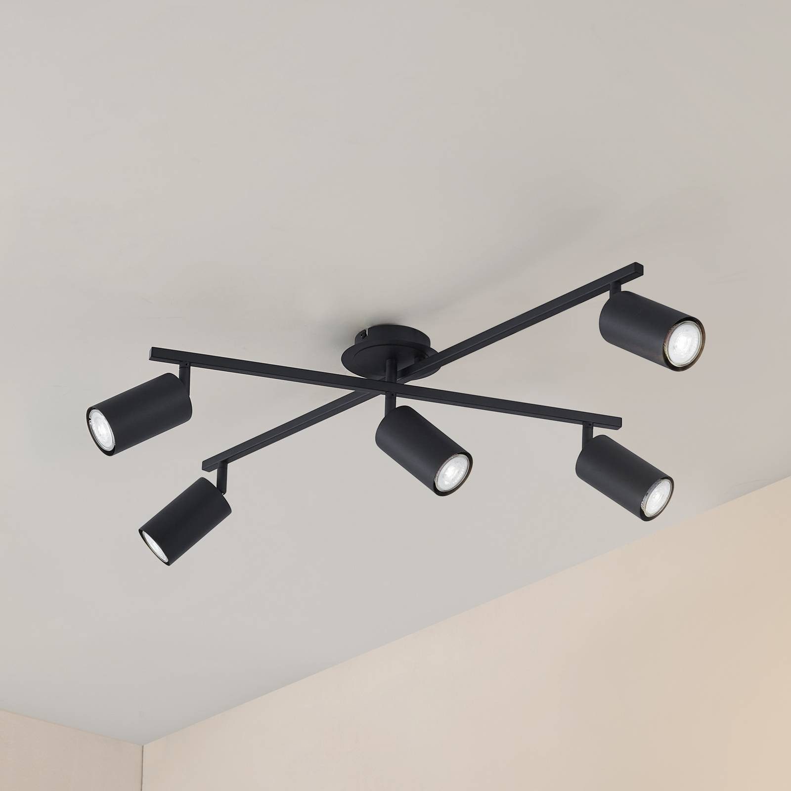 Lindby Deckenstrahler Joffrey, Metall, Schwarz IP20, 5 x 10 W LED