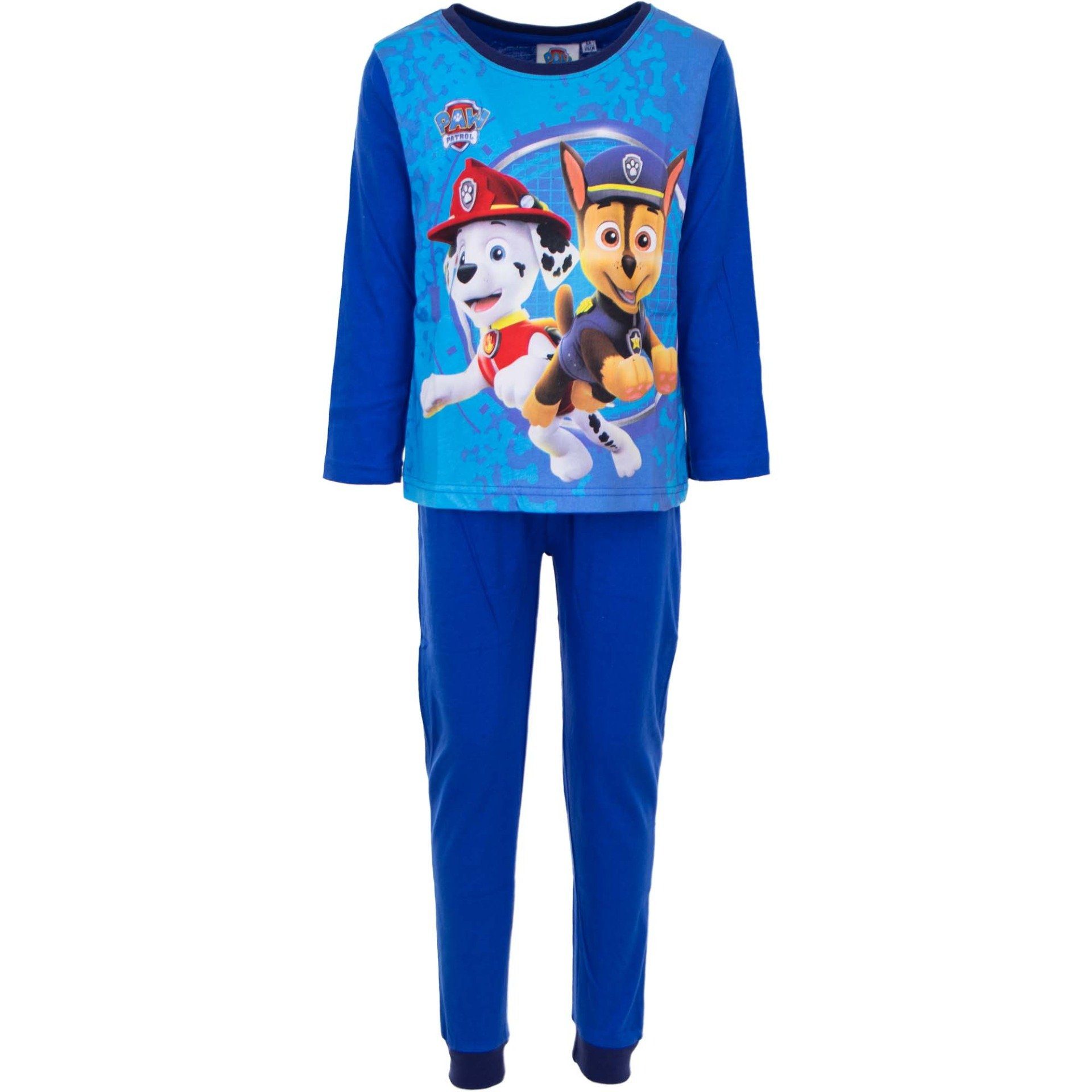 PAW PATROL Schlafanzug Chase Kinder Pyjama Gr. 92 bis 116, Baumwolle, Blau
