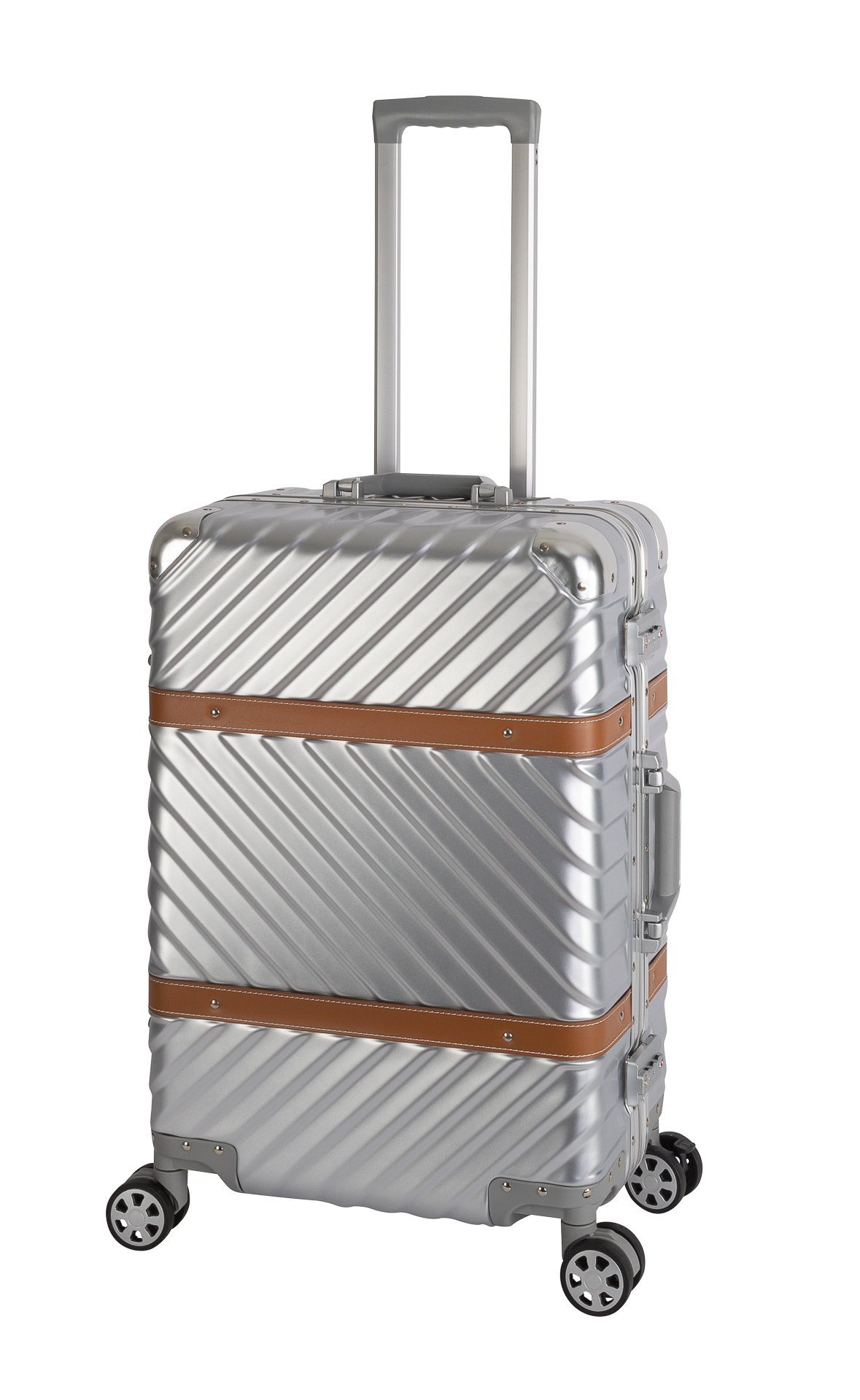 Travelhouse Hartschalen-Trolley Paris M-65 cm, 4 Rollen, Aluminium Hartschale TSA Zahlenschloss Aluminium-Rahmen