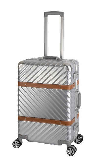 Travelhouse Hartschalen-Trolley Paris M-65 cm, 4 Rollen, Aluminium Hartschale TSA Zahlenschloss Aluminium-Rahmen