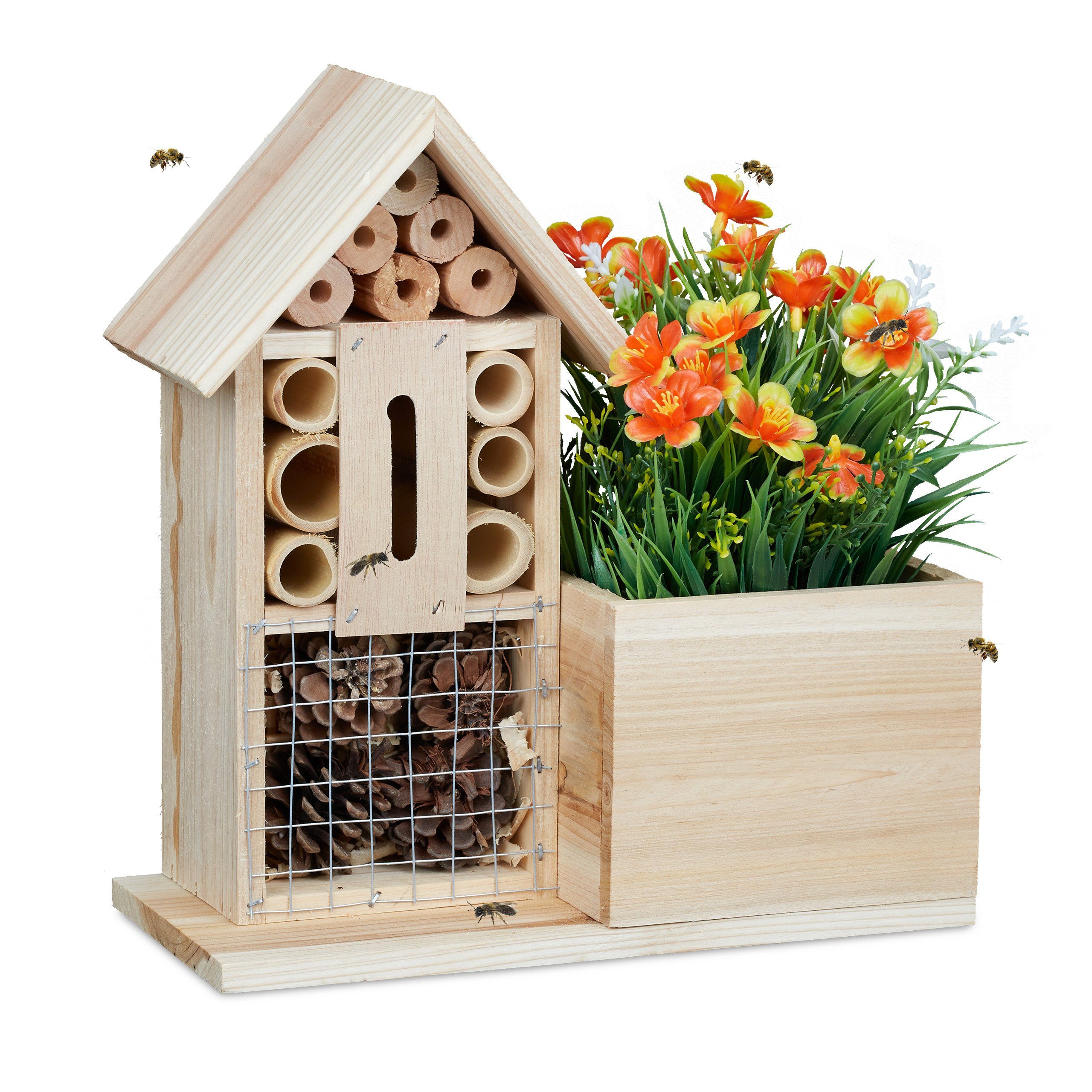 XXL Insektenhotel Aus Holz – Nisthilfe Für Wildbienen & Co. Maße: 30x30x9,5 Cm.