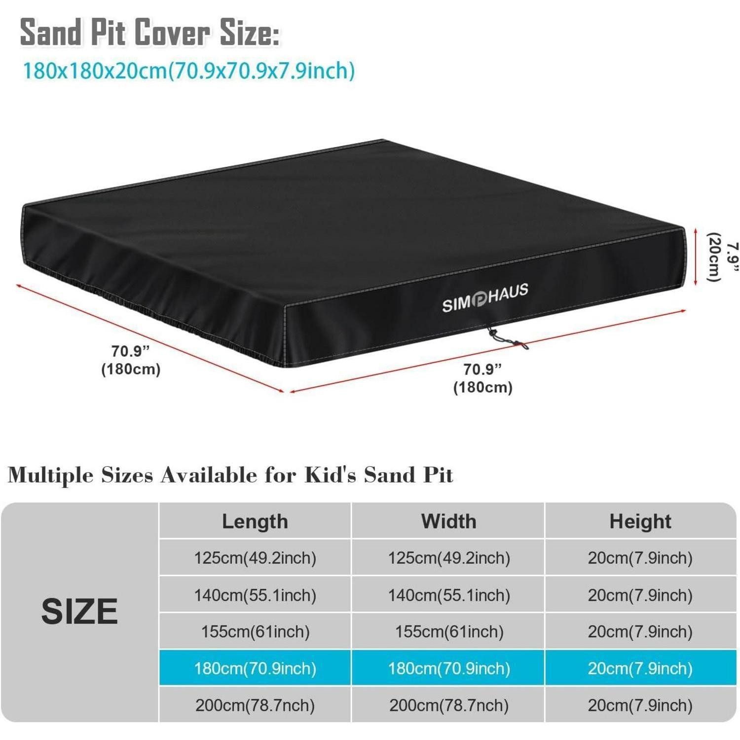 LuxusKollektion Sandkasten-Abdeckplane Sandkastenabdeckung Abdeckplane Wasserdicht 180 x 180 x 20 cm
